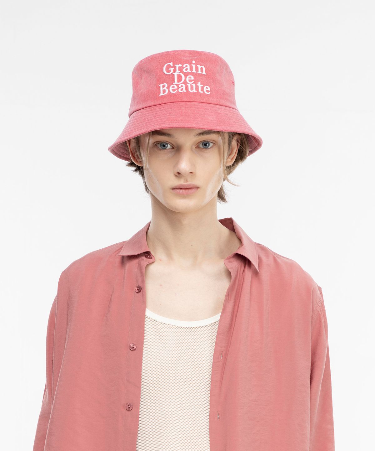 그랭드보떼(GRAIN DE BEAUTE) Washed Basic Bucket Hat [Red]