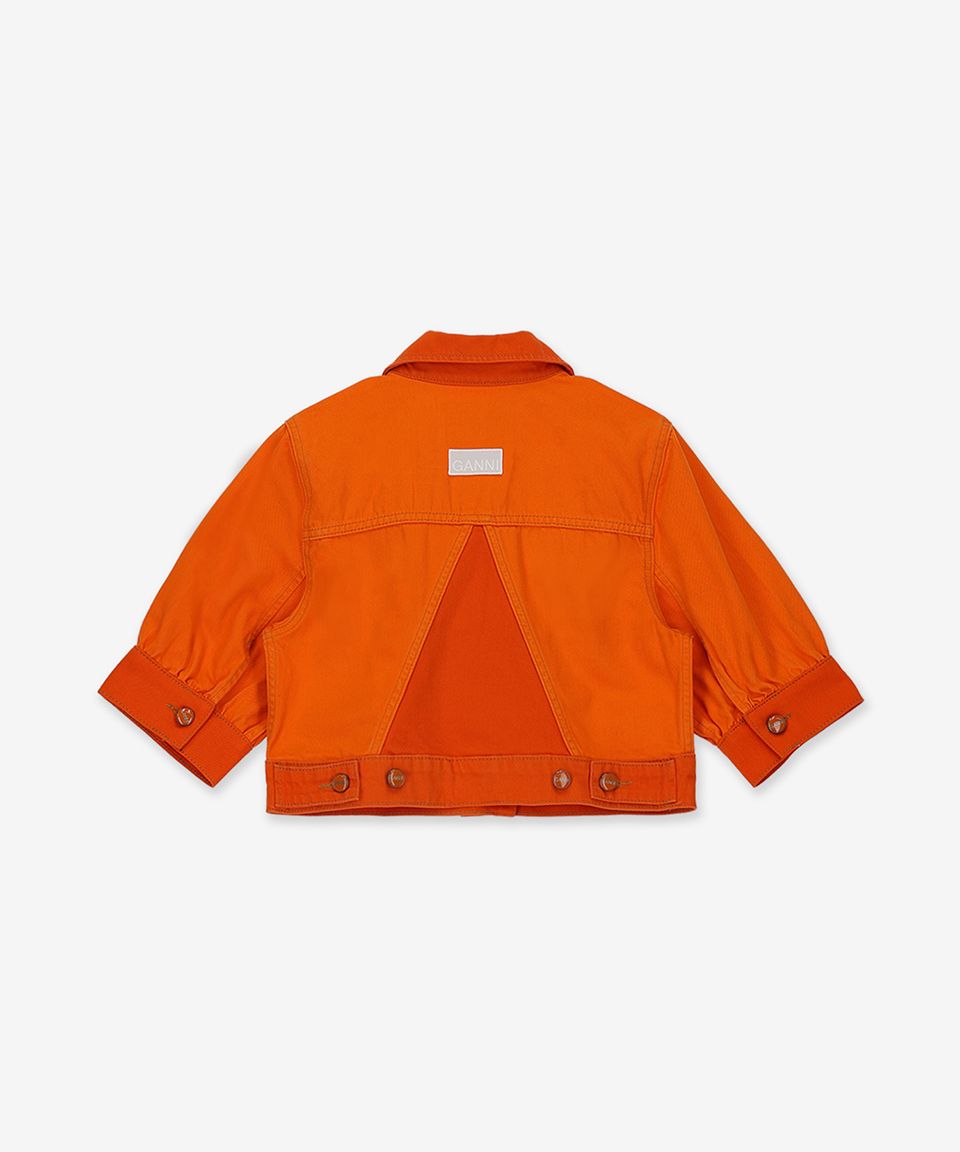 MUSINSA GANNI Cropped denim short jacket Orange J1164493