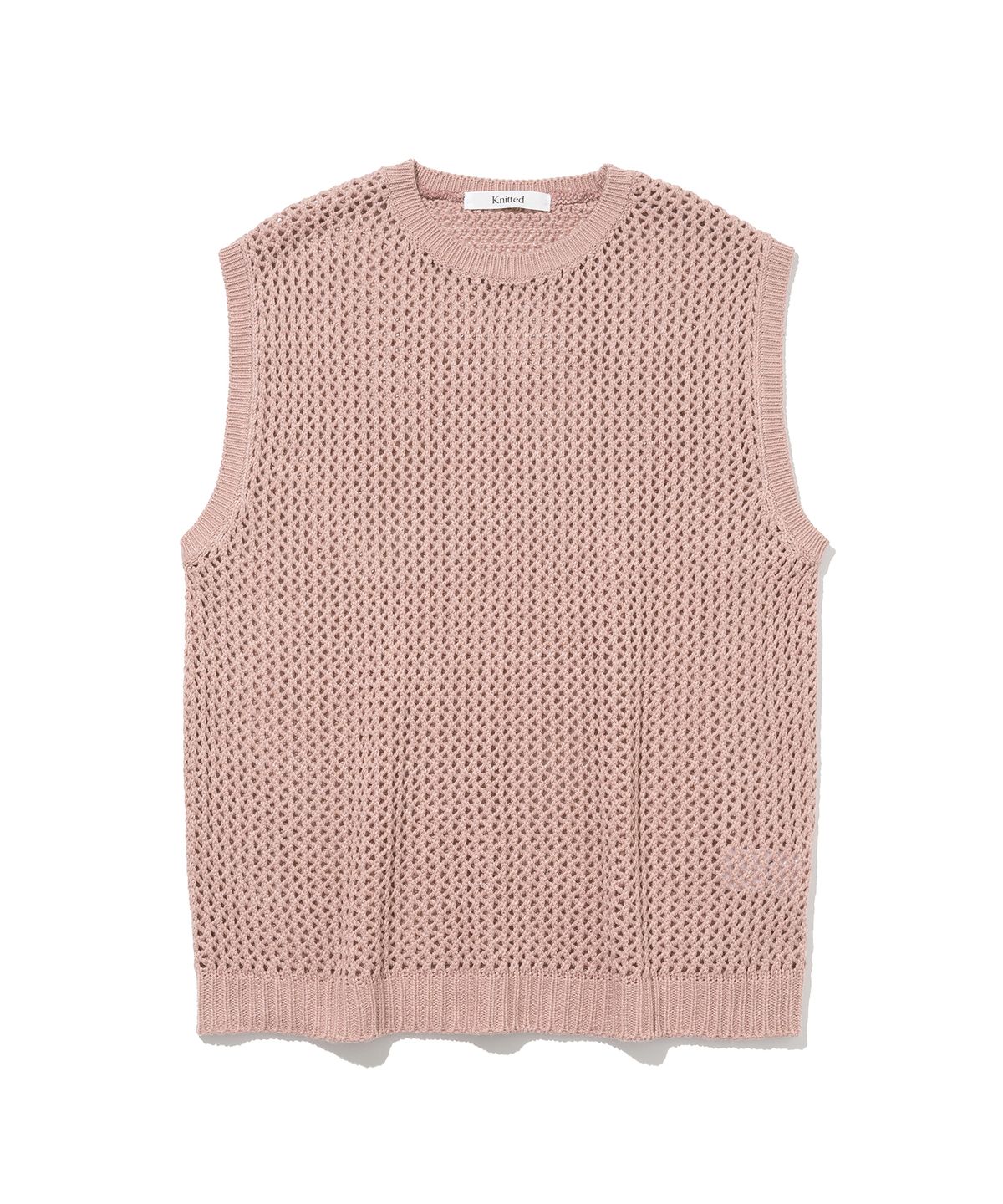 니티드(KNITTED) 펀칭 니트 베스트 PINK