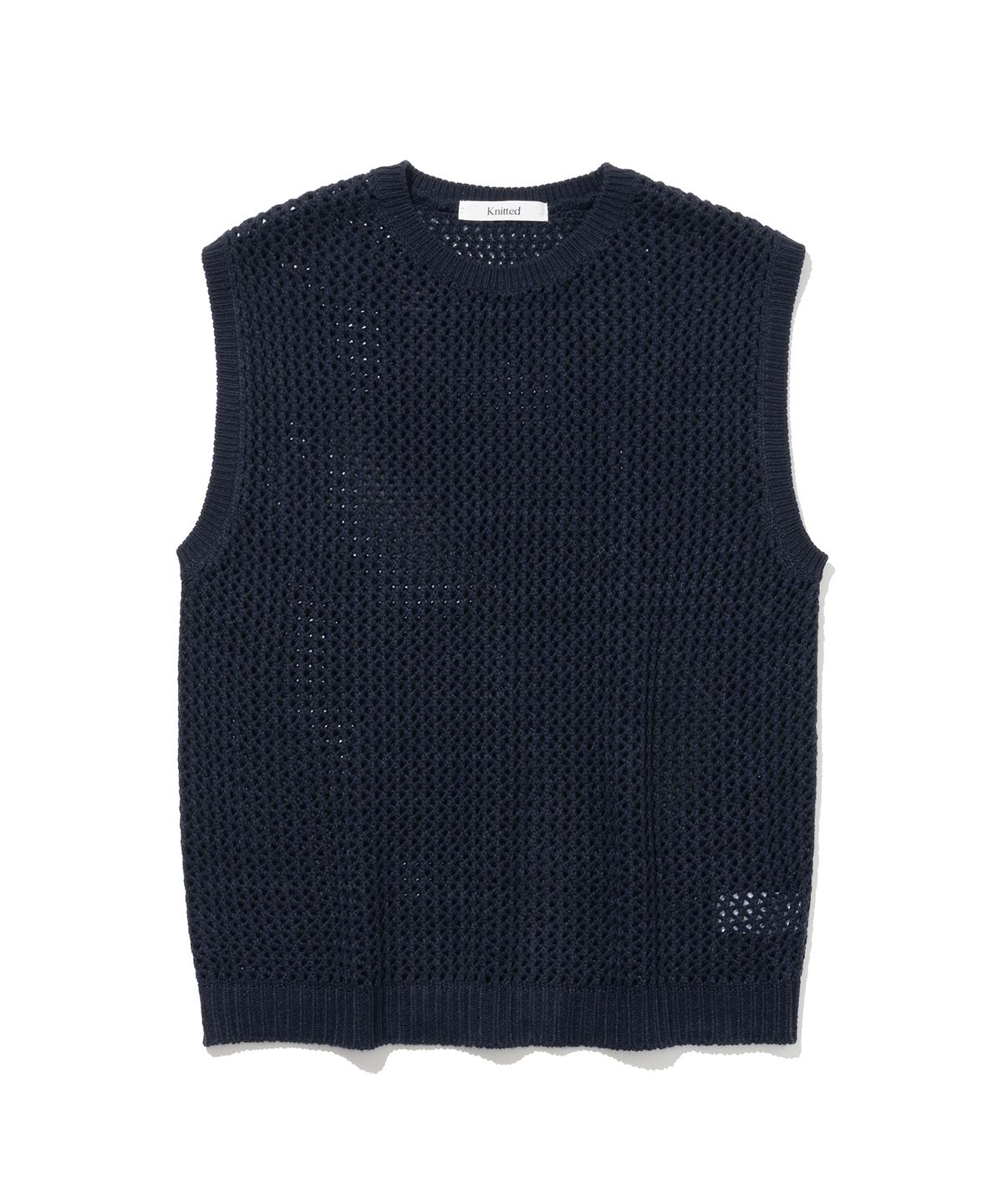 니티드(KNITTED) 펀칭 니트 베스트 NAVY