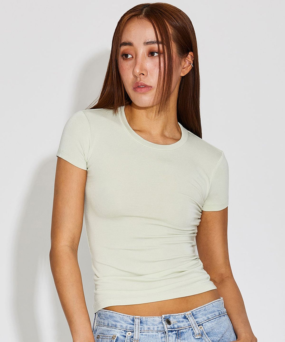 탑걸(TOPGIRL) BAMBOO FITTED BASIC SHORT SLEEVE TOP_T316TP134