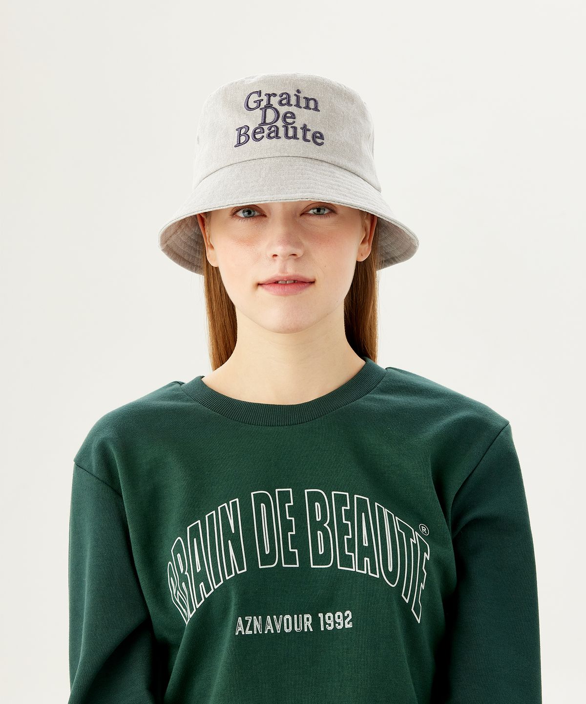 그랭드보떼(GRAIN DE BEAUTE) Washed Basic Bucket Hat [Light Gray]