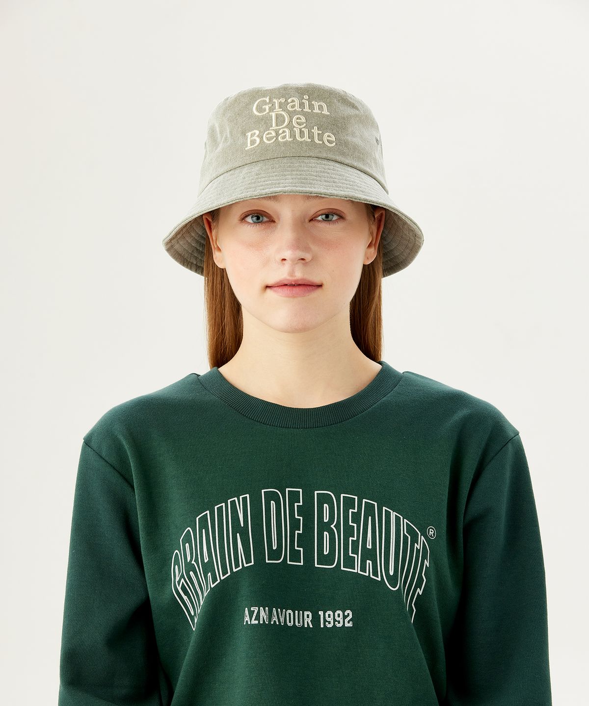 그랭드보떼(GRAIN DE BEAUTE) Washed Basic Bucket Hat [Khaki]