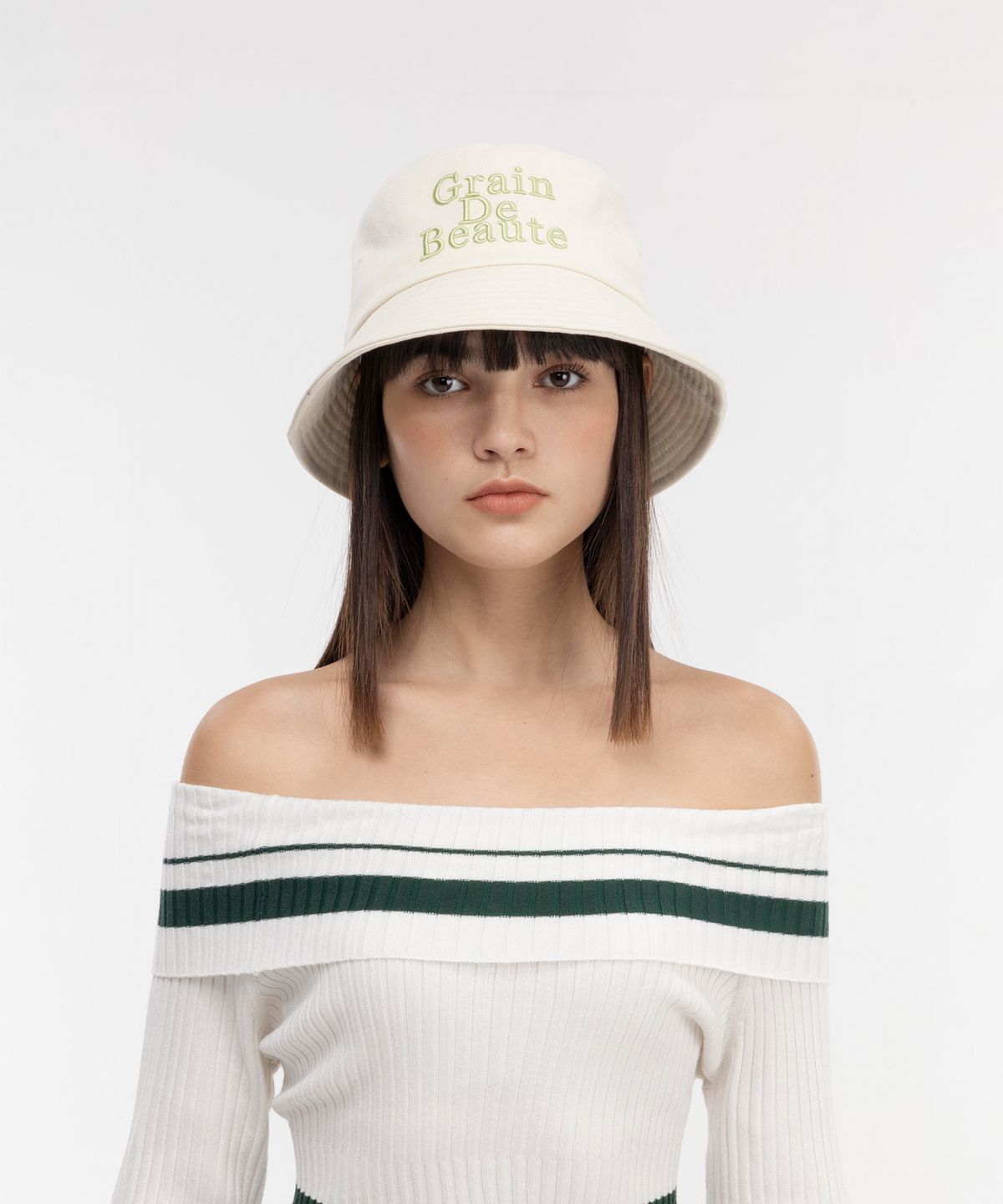 그랭드보떼(GRAIN DE BEAUTE) Washed Basic Bucket Hat [Ivory]