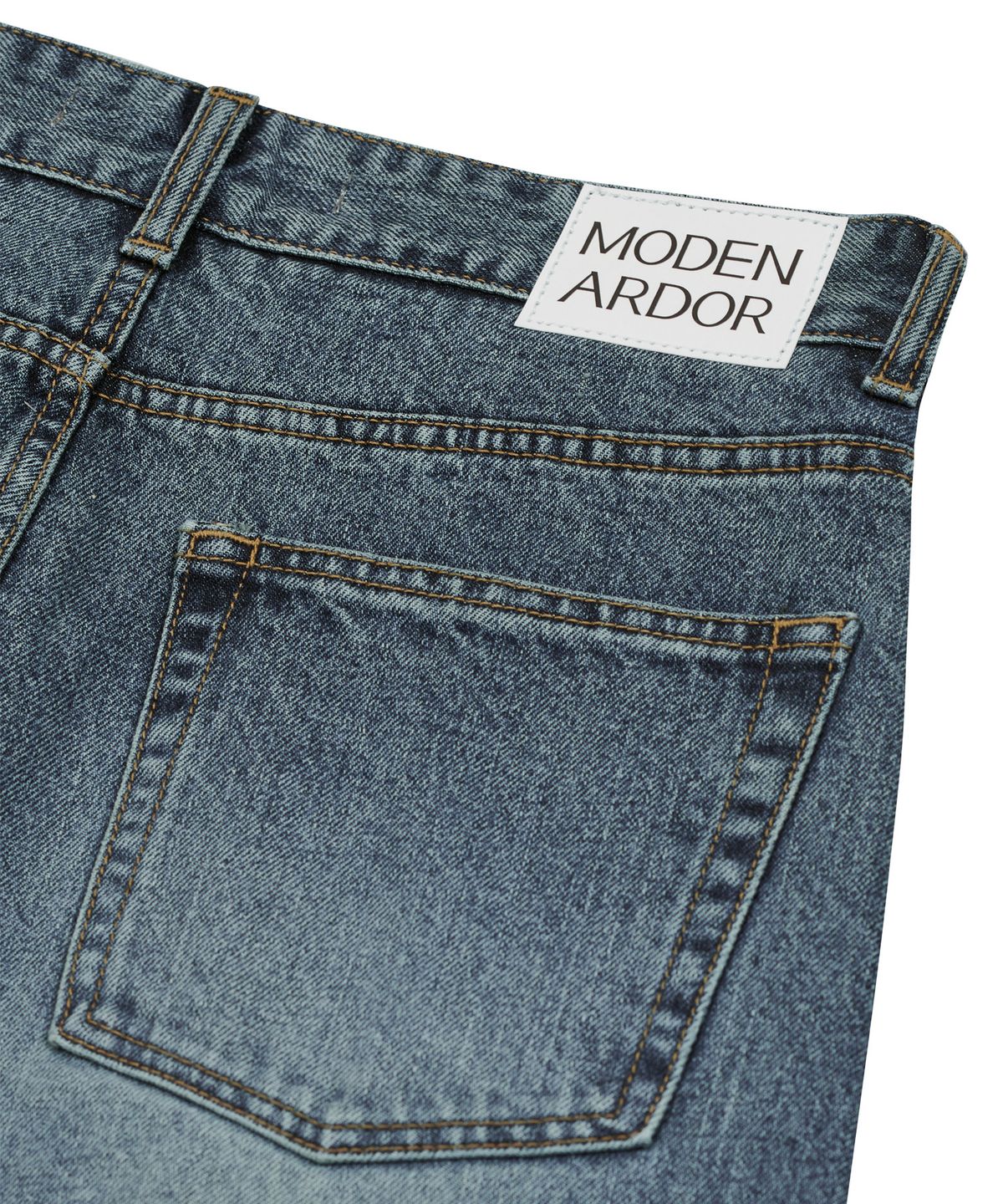 모덴아르더(MODEN ARDOR) 뉴트로 투턱 와이드 데님팬츠(블루)