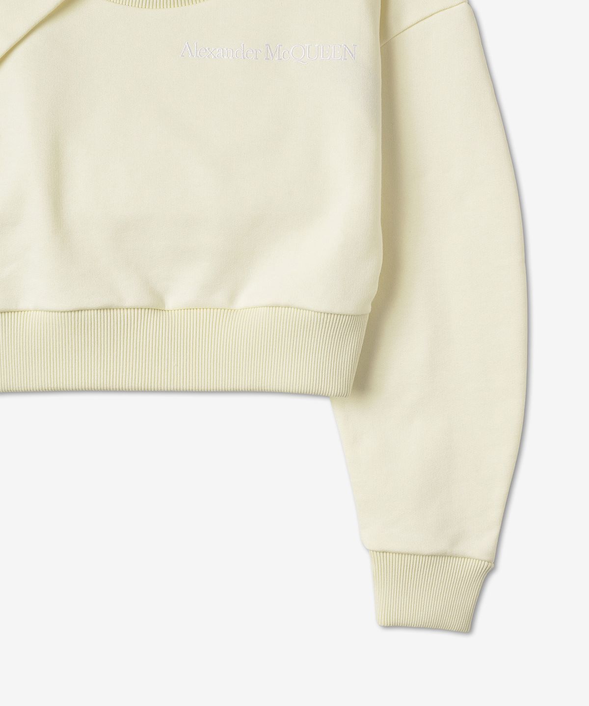 알렉산더 맥퀸(ALEXANDER McQUEEN) 크롭 맨투맨 - 화이트 / 729894QLABG7025