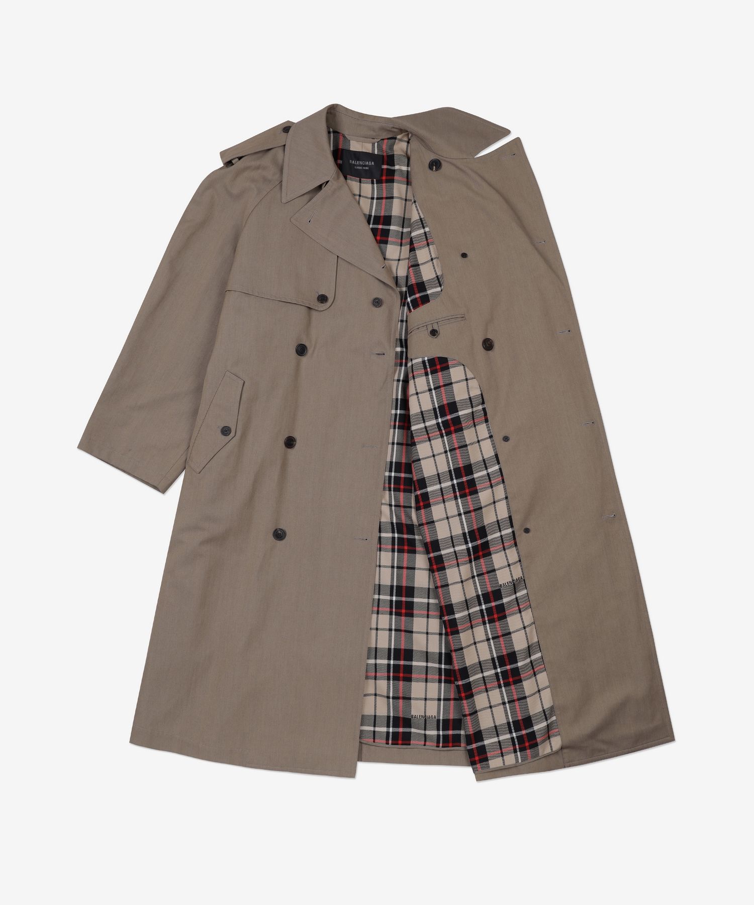 【関税込み】balenciaga Check lining oversize trench coat BALENCIAGA Oversized asymmetric cotton-twill trench coat