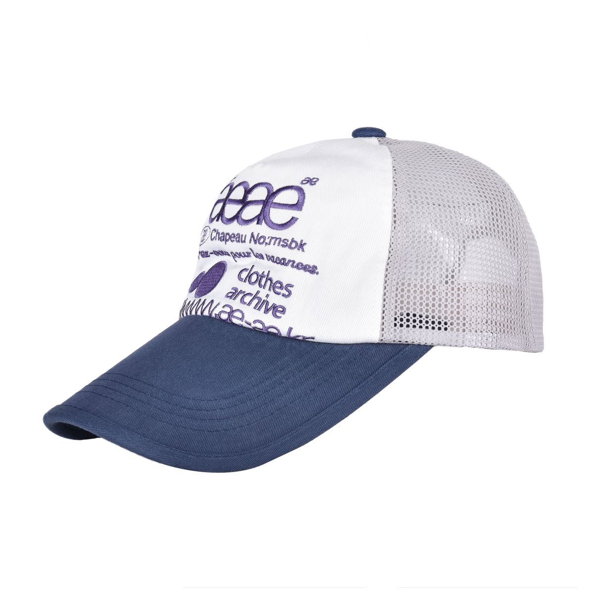 에이이에이이(AEAE) WEB LOGO MESH CAP - [GREY/BLUE]