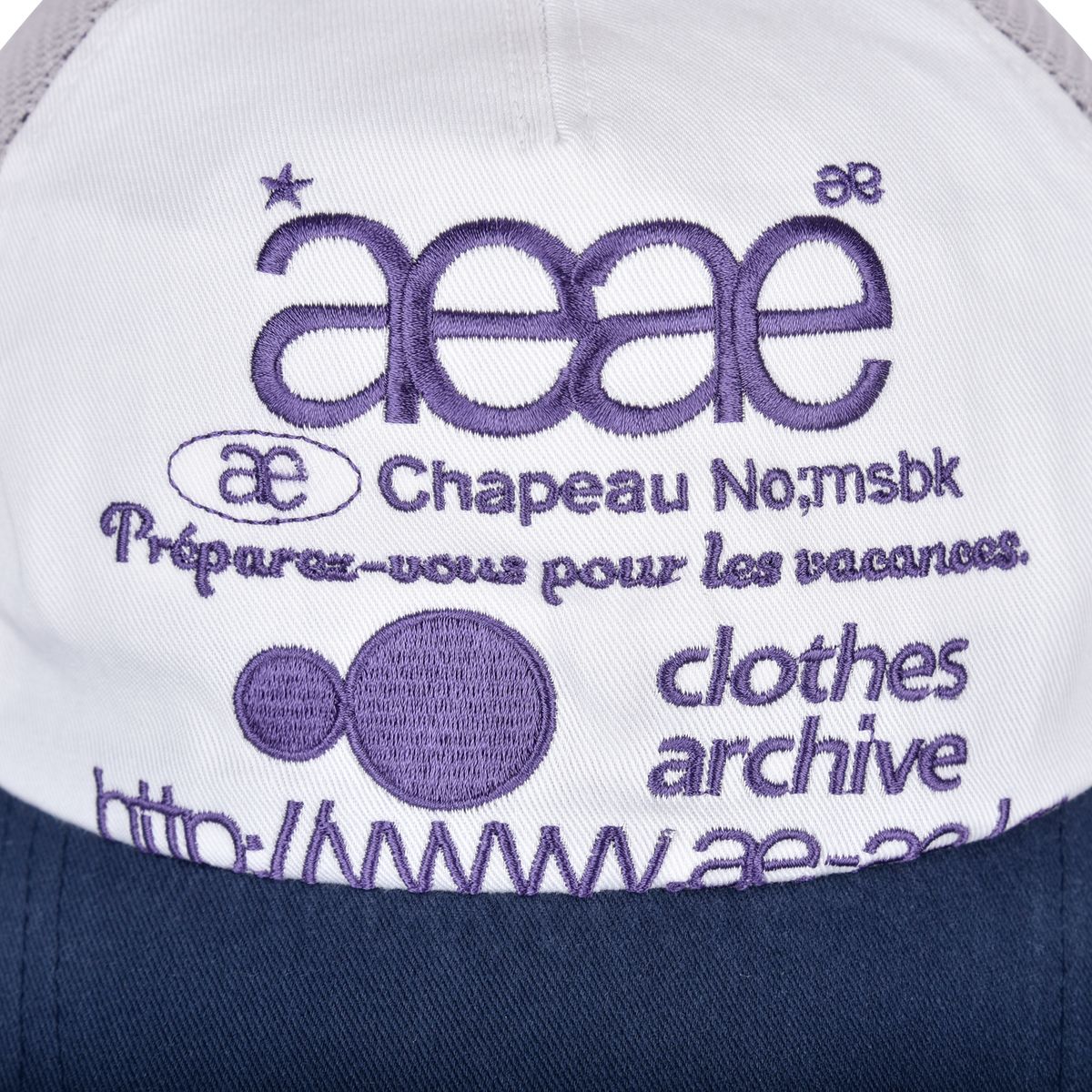 에이이에이이(AEAE) WEB LOGO MESH CAP - [GREY/BLUE]