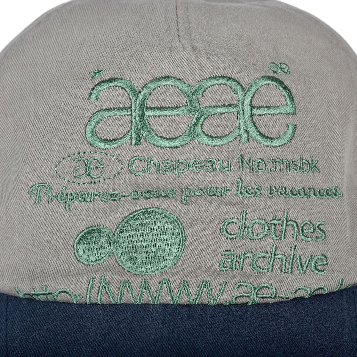 에이이에이이(AEAE) WEB LOGO 5 PANNEL BALL CAP - [GREY/NAVY]