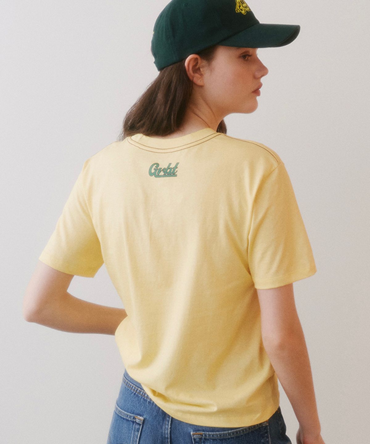 그린버터(GREENBUTTER) Pigment Stitch Point Logo Tee (Yellow)