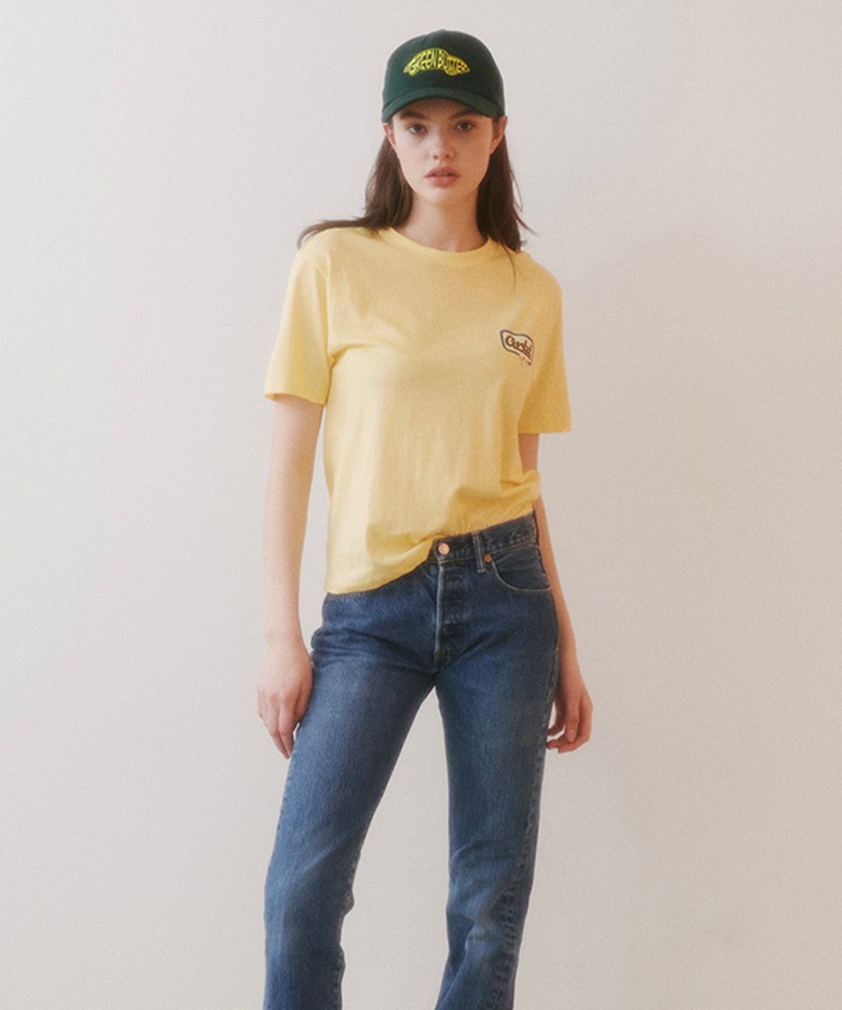 그린버터(GREENBUTTER) Pigment Stitch Point Logo Tee (Yellow)