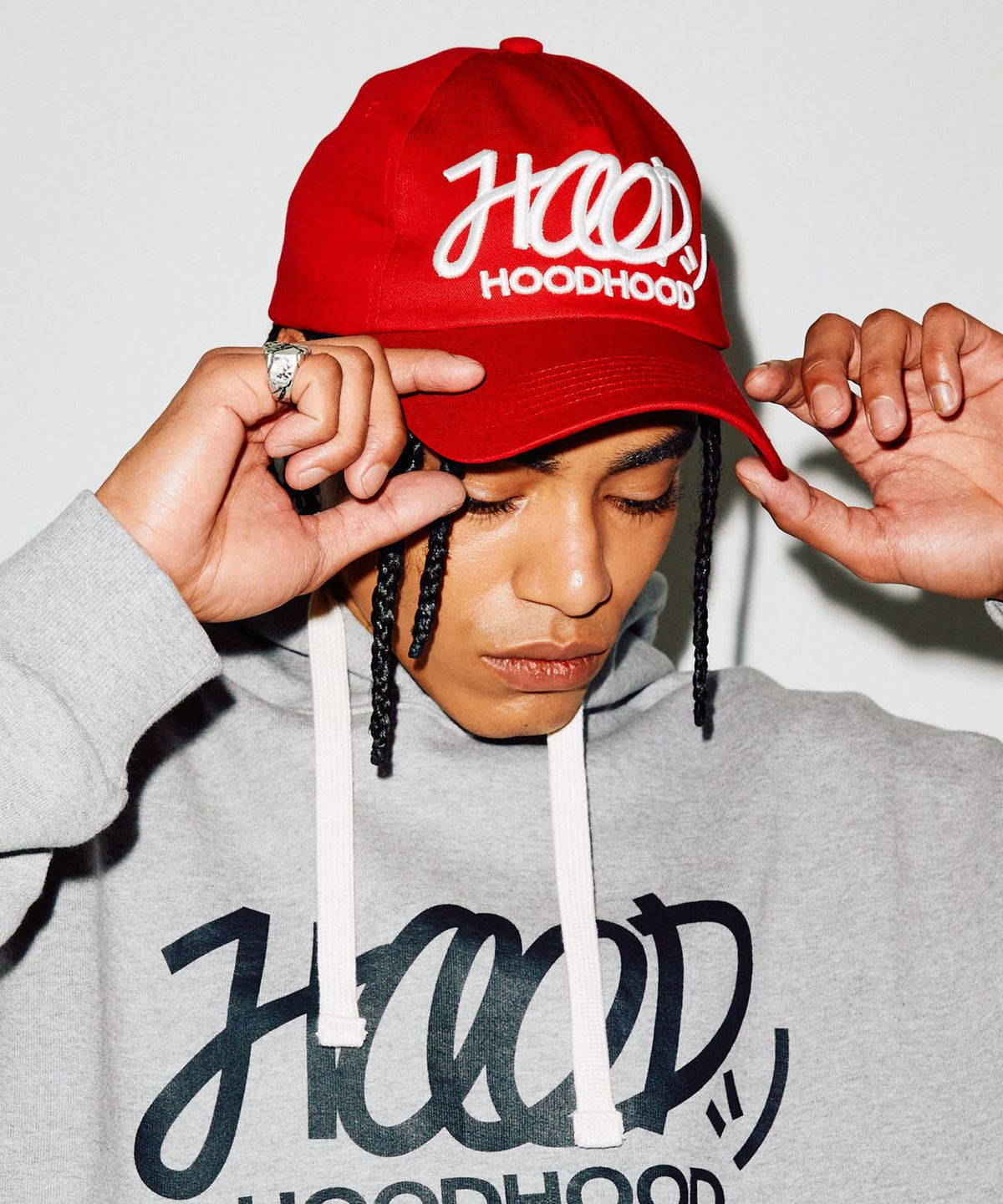 후드후드(HOODHOOD) 시그니처 로고 볼캡 레드