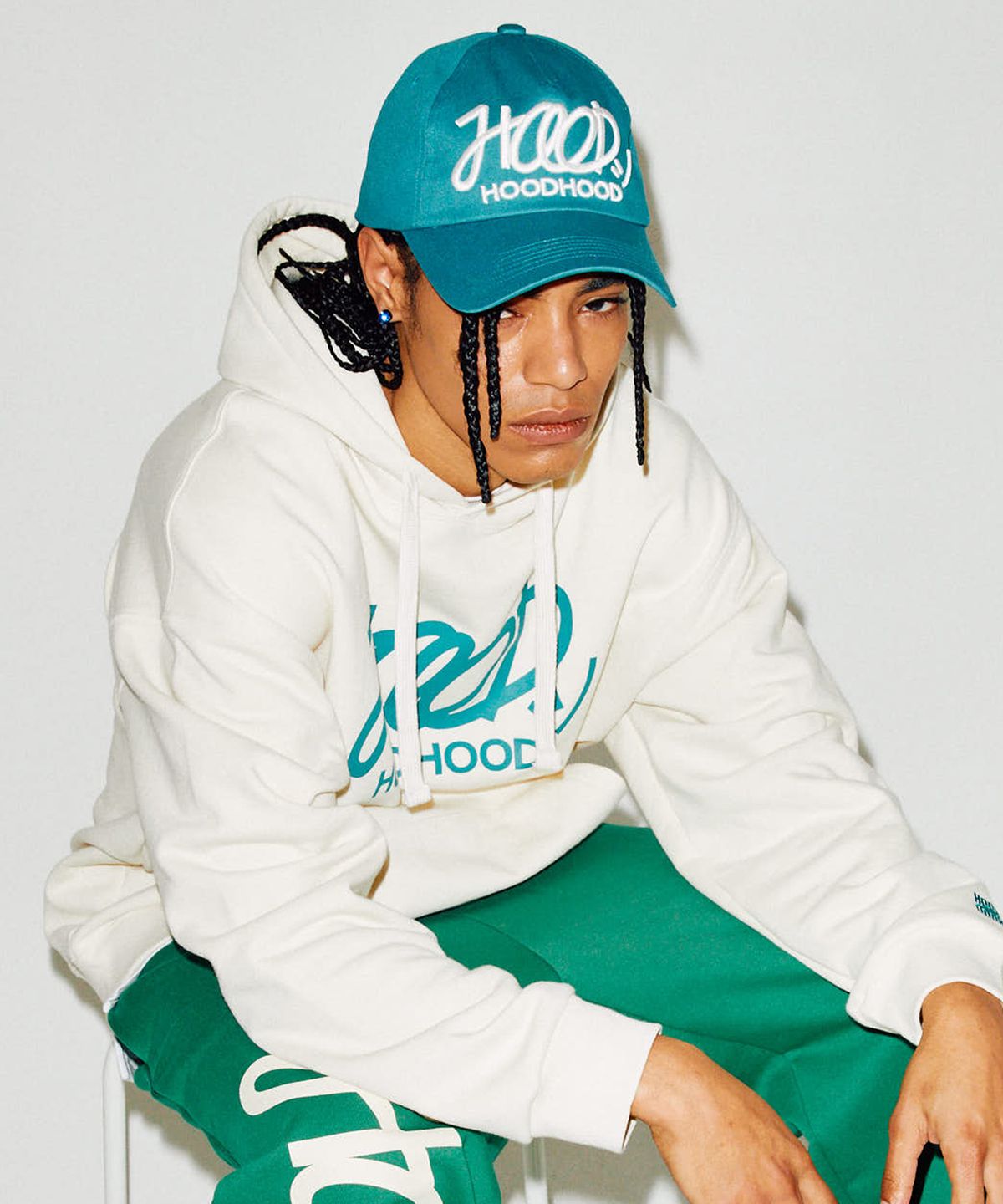 후드후드(HOODHOOD) 시그니처 로고 볼캡 청록
