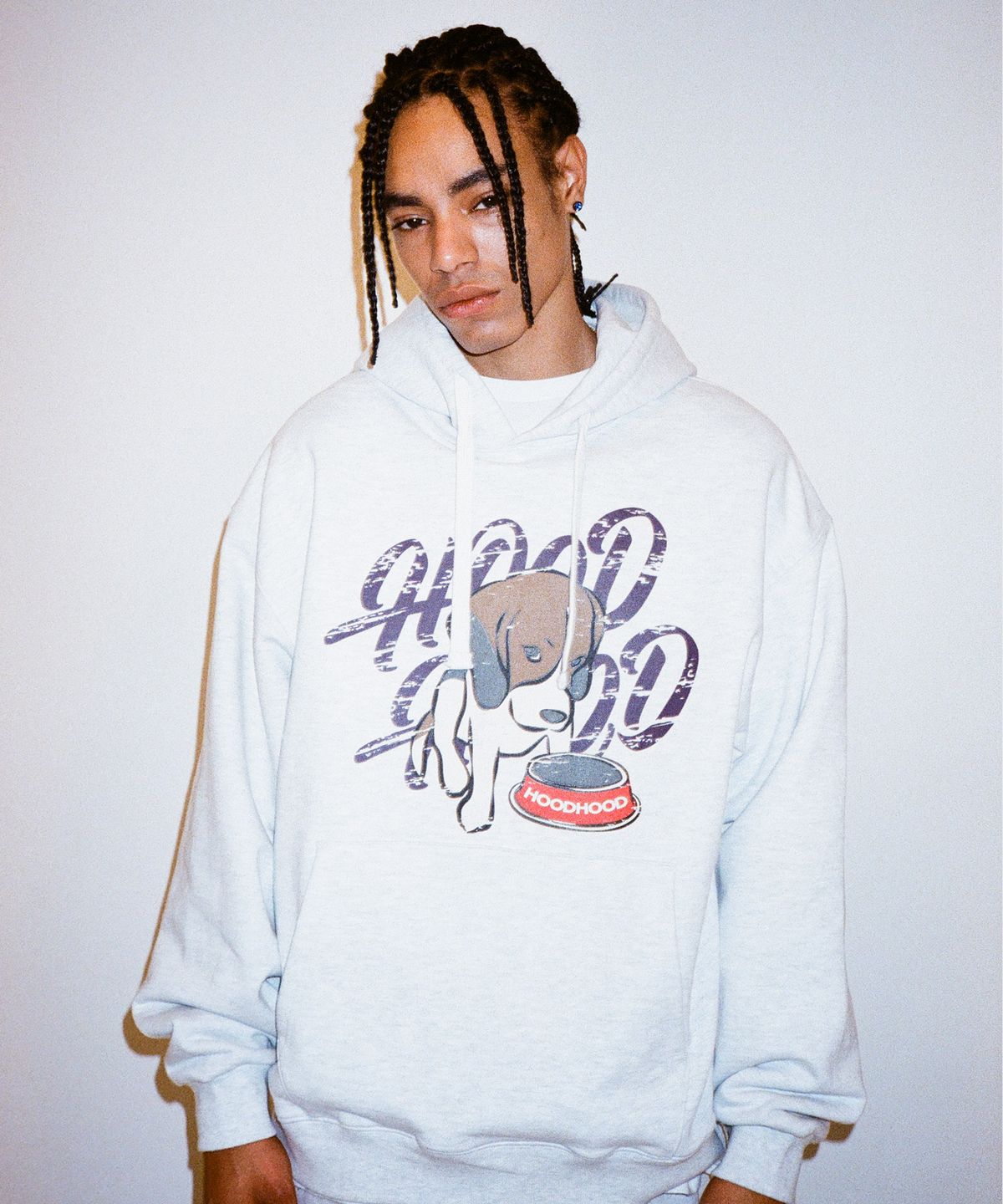 후드후드(HOODHOOD) 비글 로고 후드 멜란지화이트