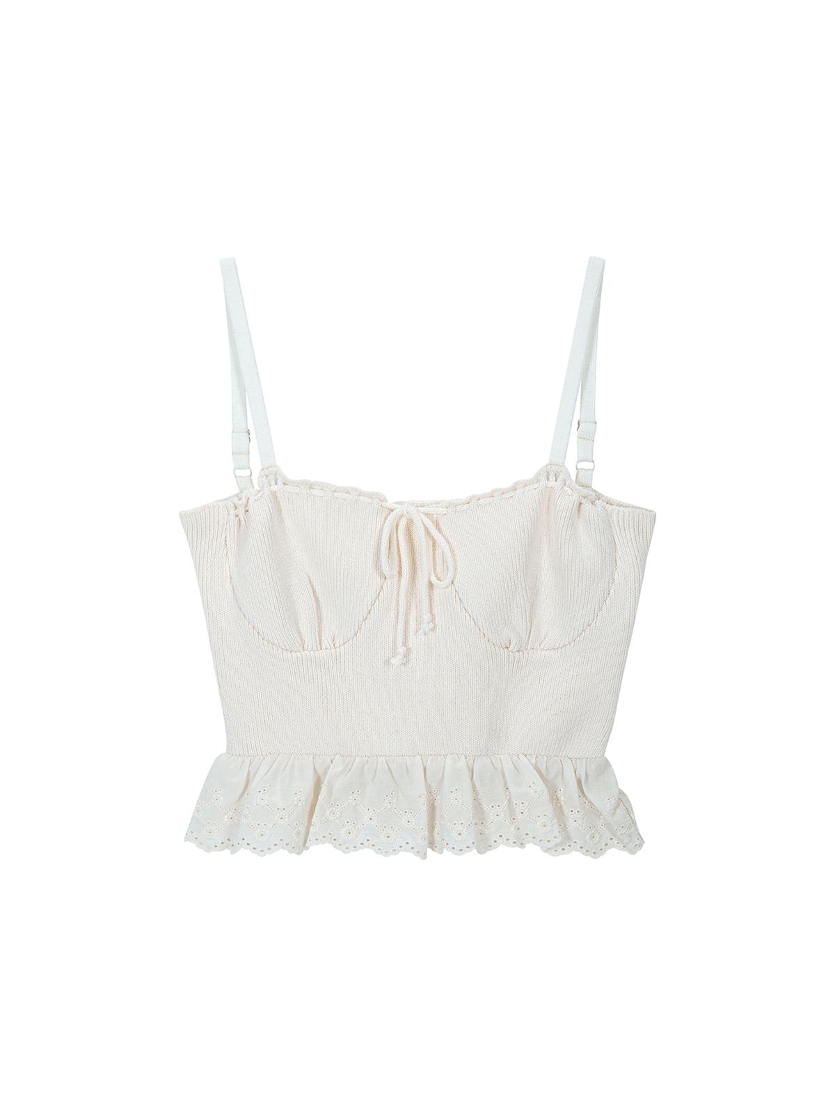 에즈이프 캘리(ASIF CALIE) RIBBON LACE KNIT TOP IVORY