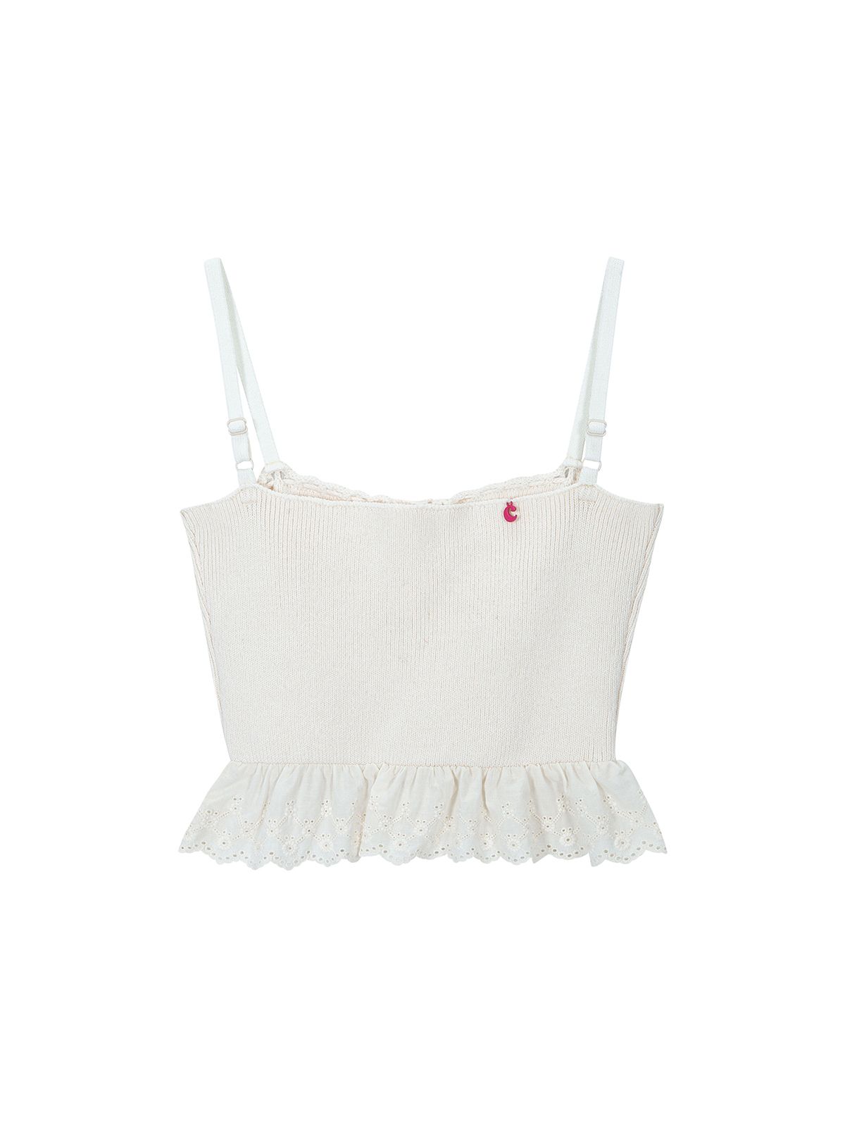 에즈이프 캘리(ASIF CALIE) RIBBON LACE KNIT TOP IVORY