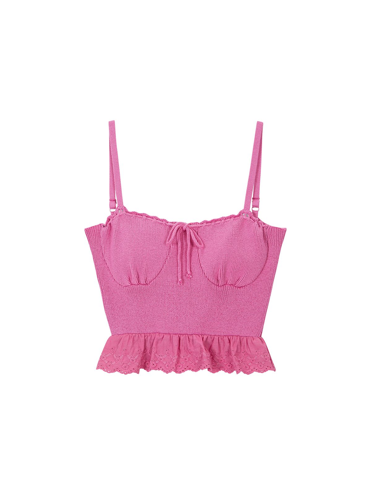 에즈이프 캘리(ASIF CALIE) RIBBON LACE KNIT TOP PINK