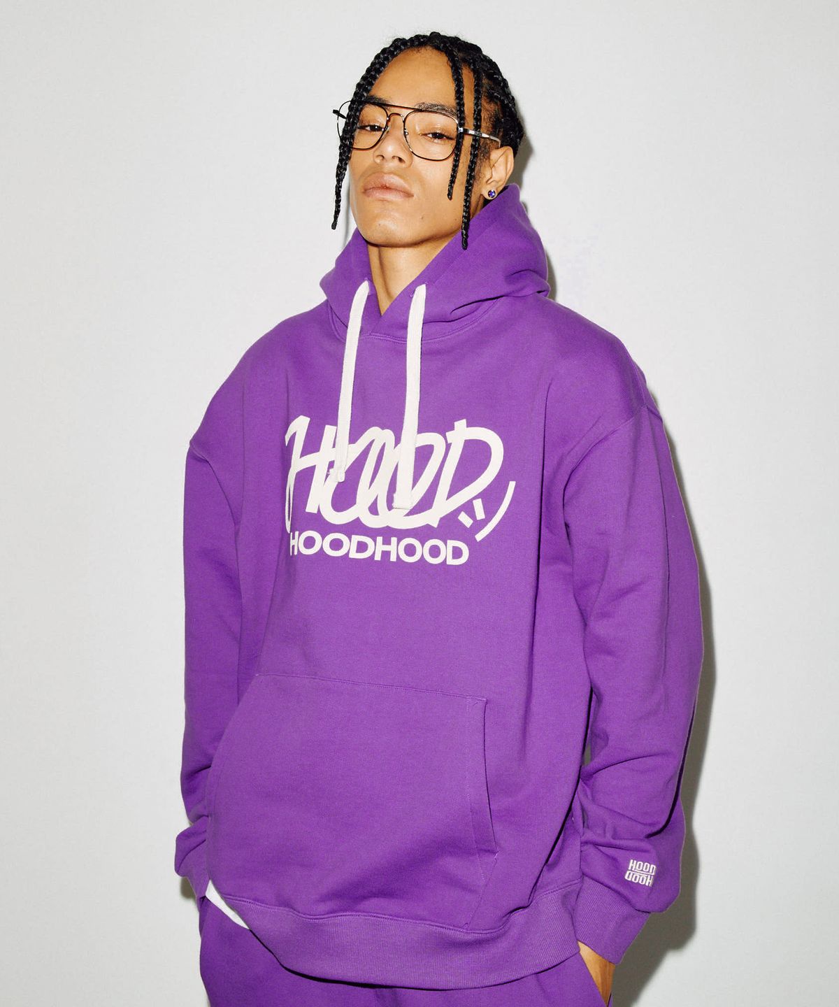 후드후드(HOODHOOD) 시그니처 로고 후드 퍼플