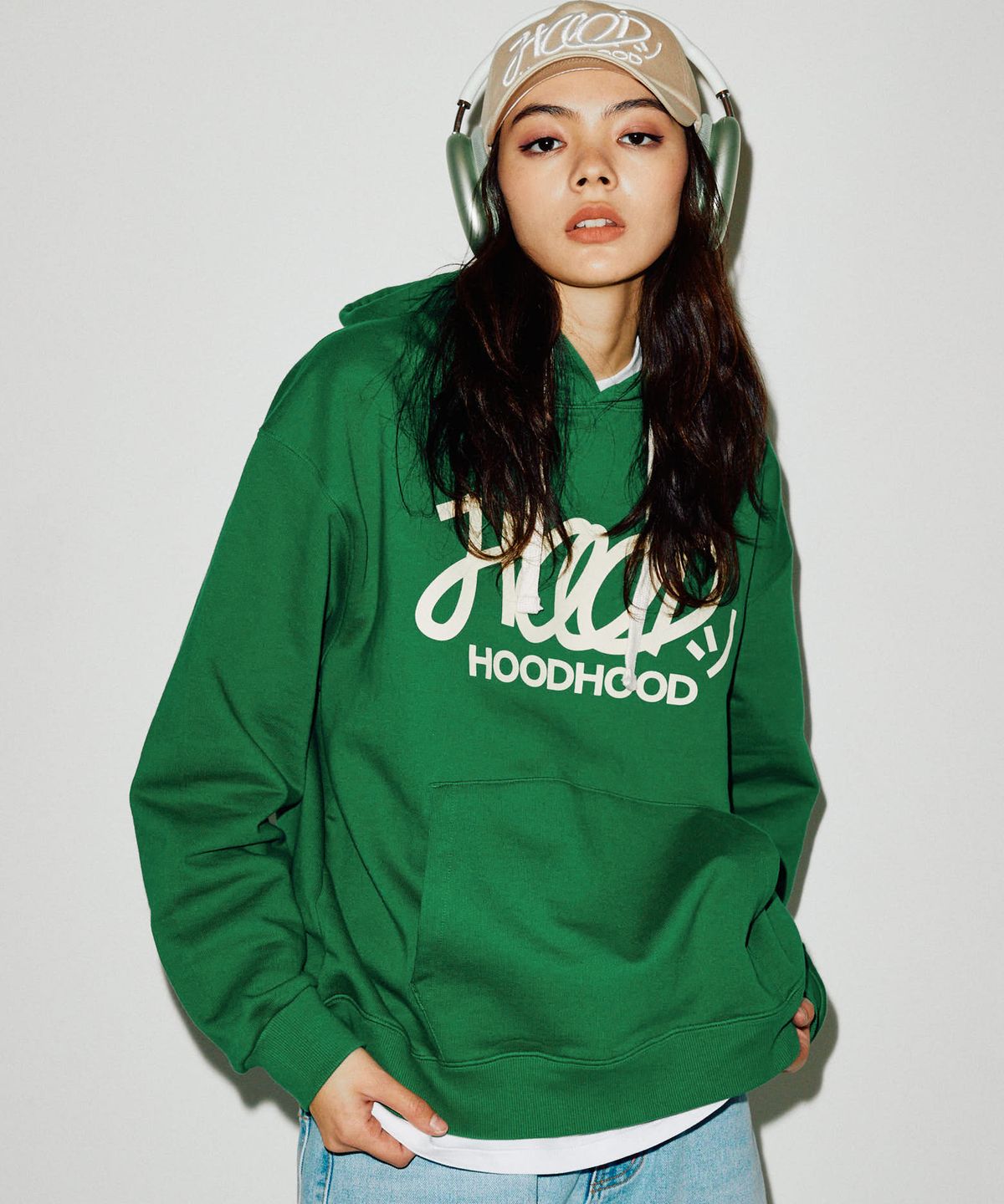 후드후드(HOODHOOD) 시그니처 로고 후드 그린
