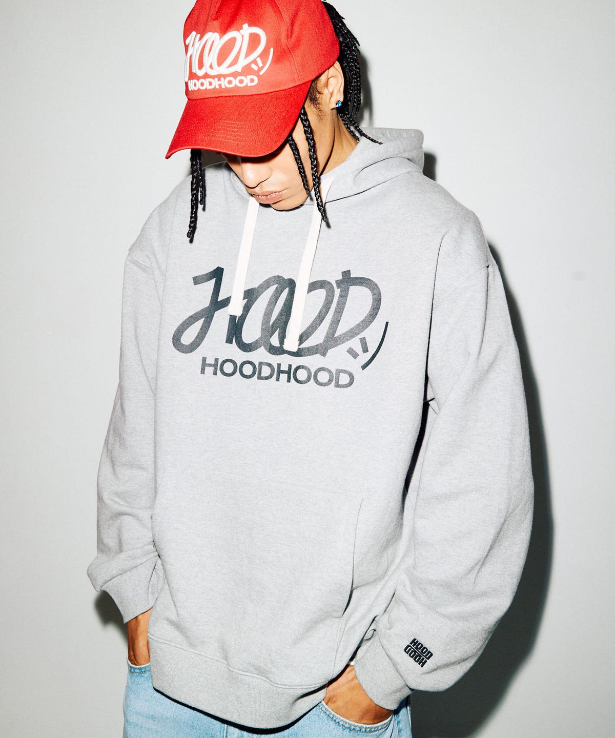 후드후드(HOODHOOD) 시그니처 로고 후드 그레이