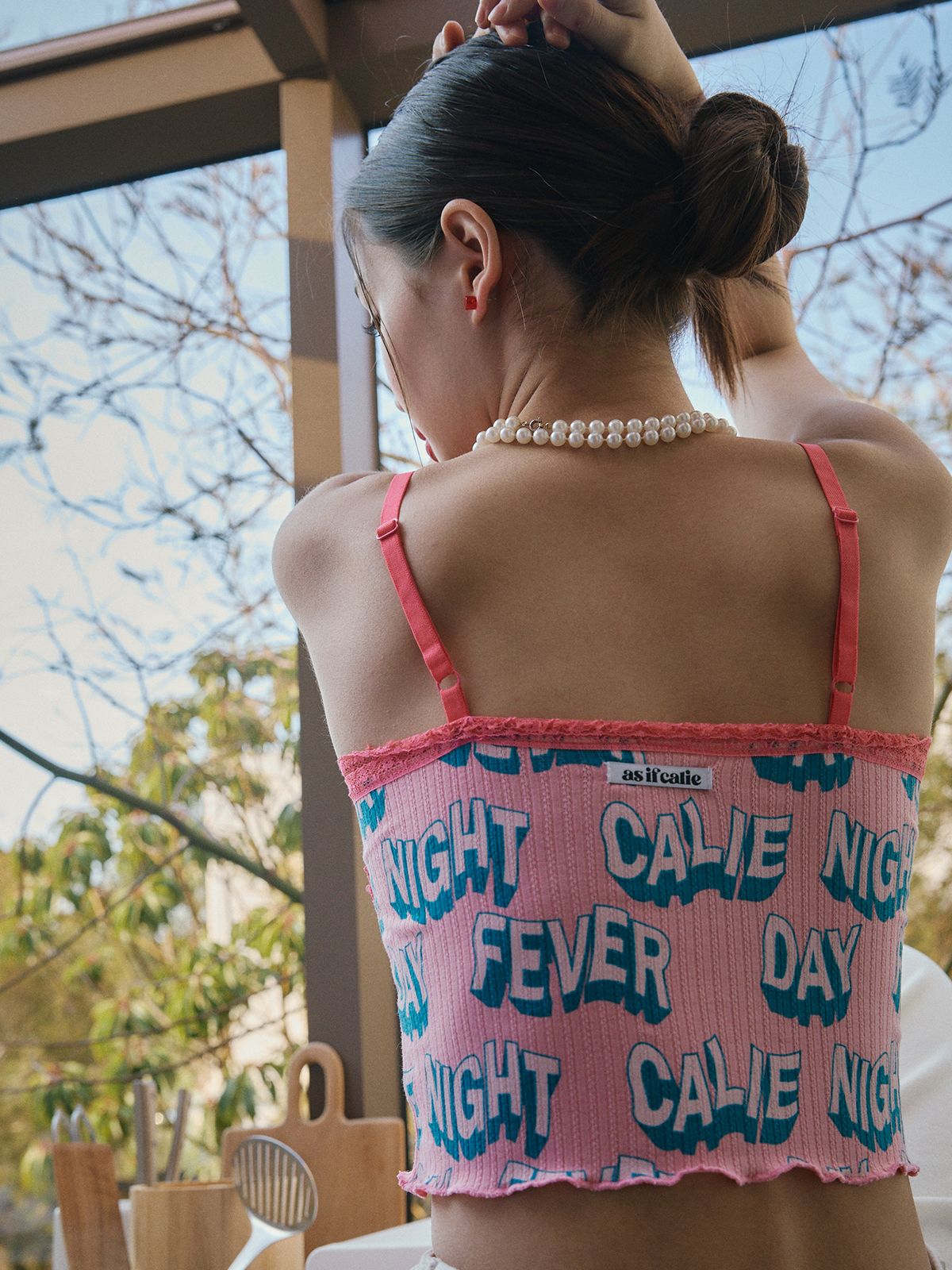 에즈이프 캘리(ASIF CALIE) CALIE LACE RIB TOP PINK