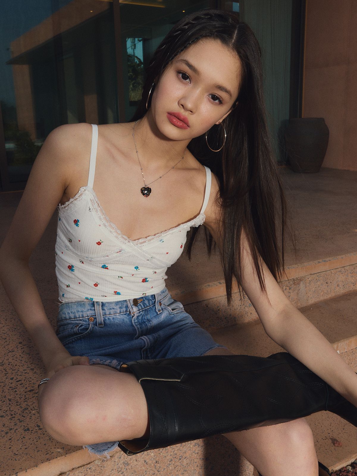에즈이프 캘리(ASIF CALIE) CALIE LACE RIB TOP IVORY