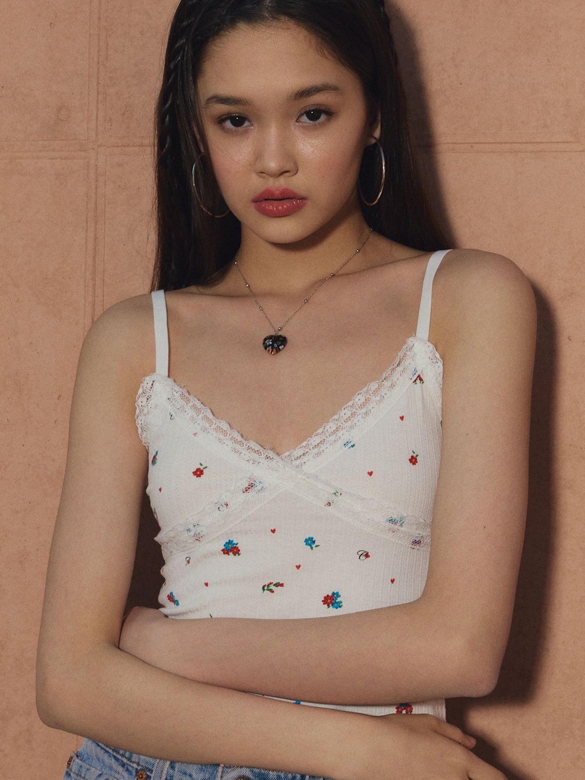 에즈이프 캘리(ASIF CALIE) CALIE LACE RIB TOP IVORY