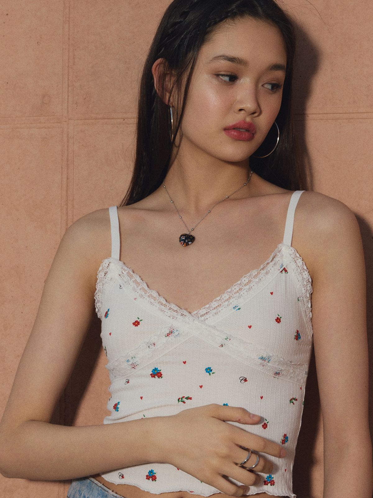에즈이프 캘리(ASIF CALIE) CALIE LACE RIB TOP IVORY