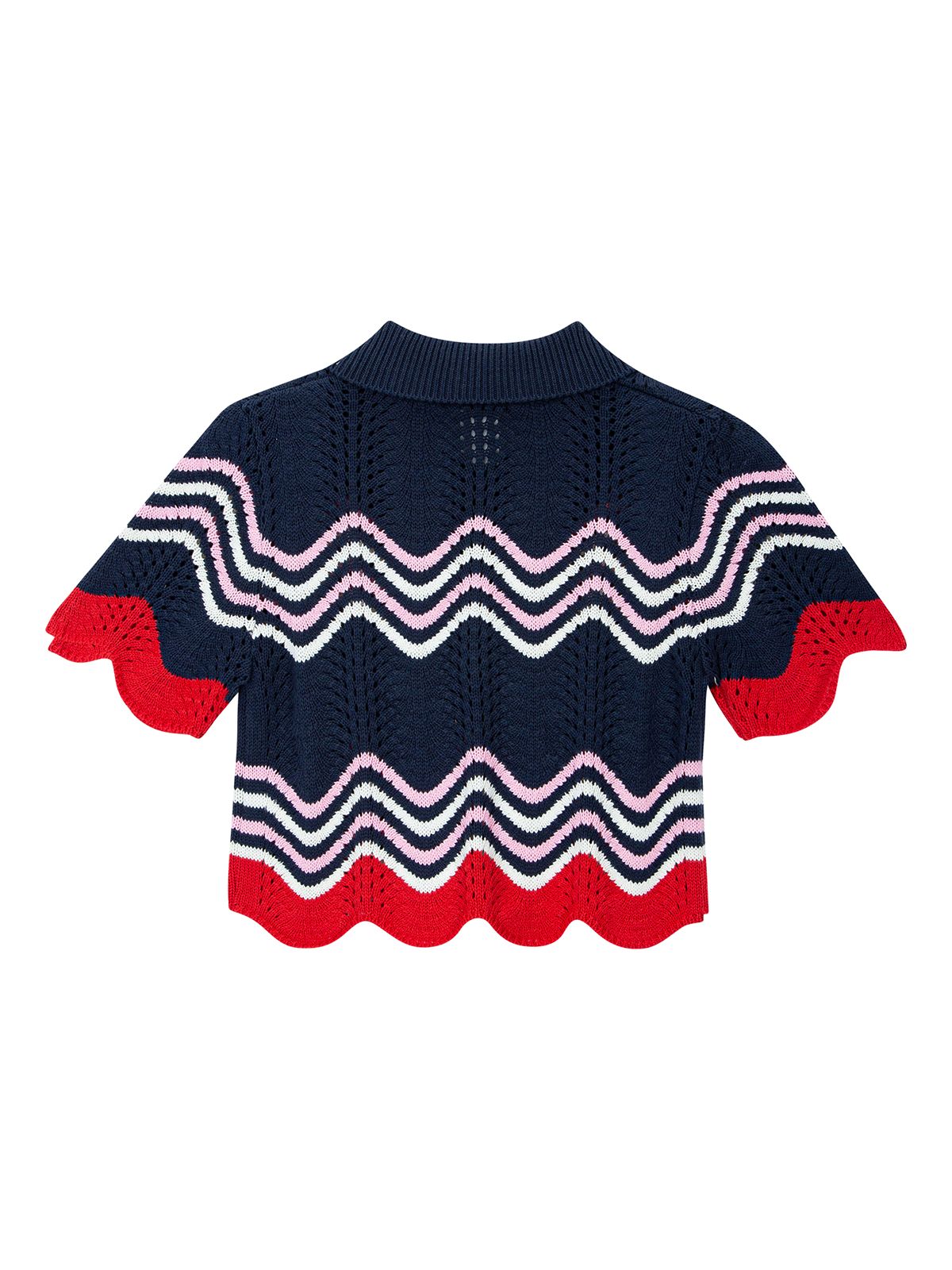 에즈이프 캘리(ASIF CALIE) POLO CROP STRIPE KNIT NAVY