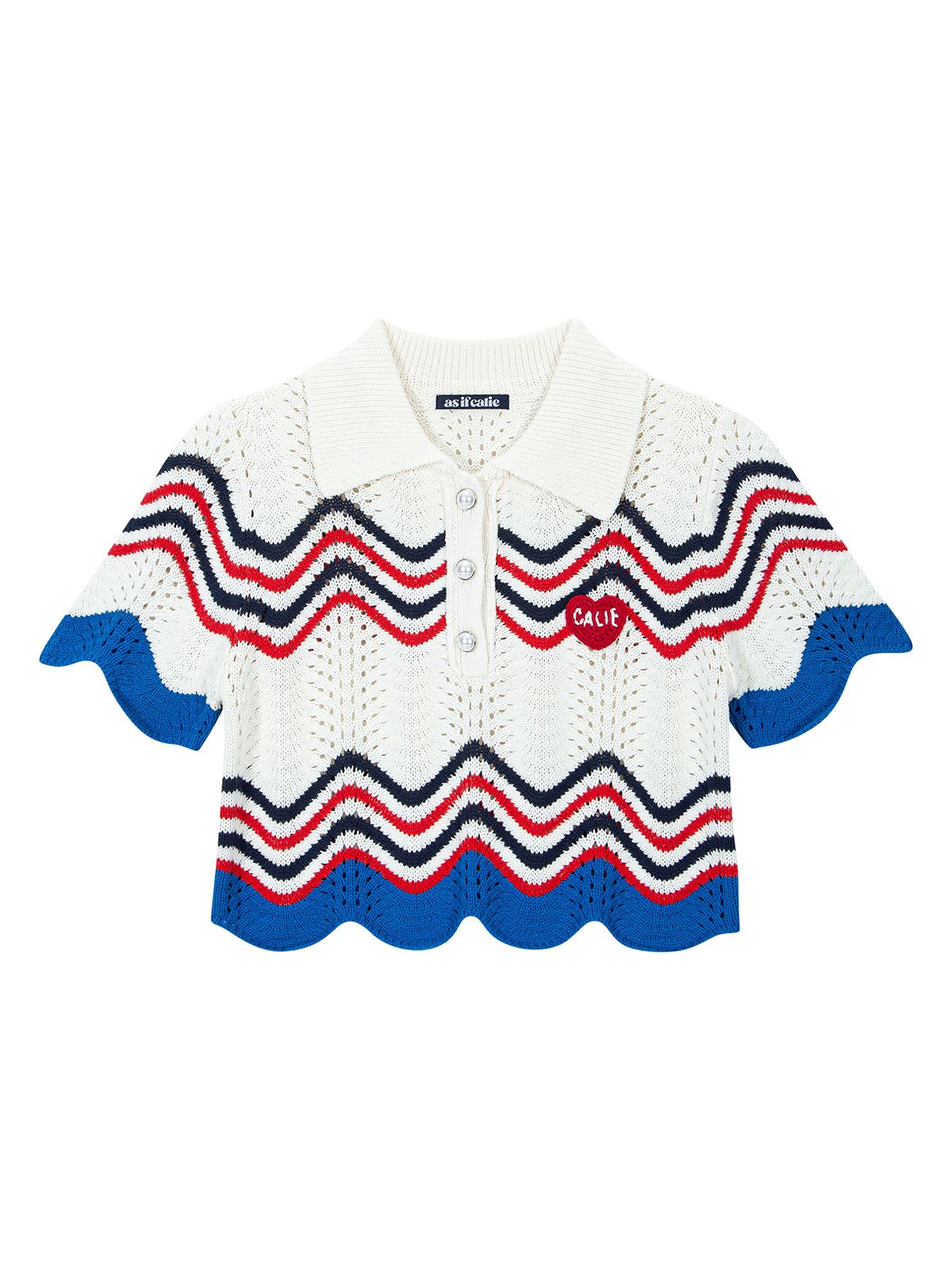 에즈이프 캘리(ASIF CALIE) POLO CROP STRIPE KNIT IVORY