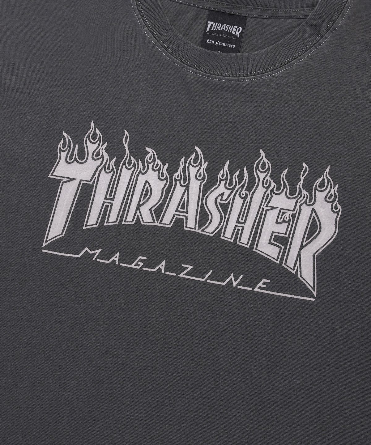트레셔(THRASHER) 플레임 피그먼트 다잉 반팔 티셔츠 차콜