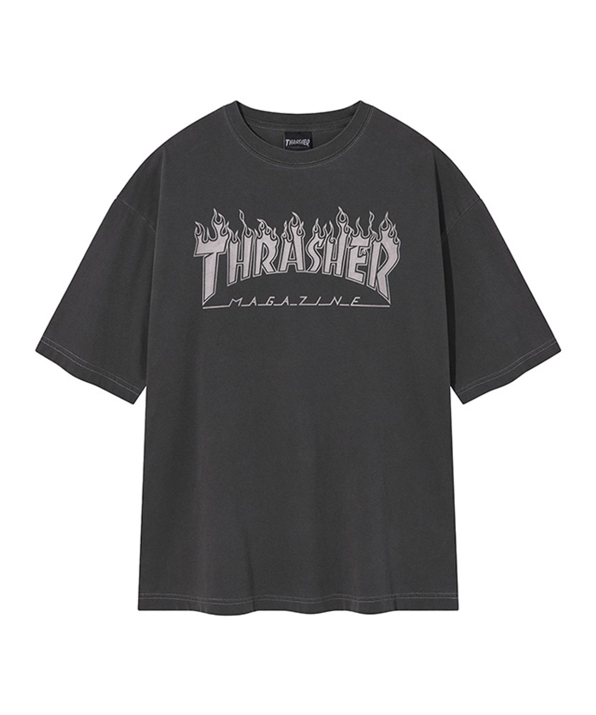 트레셔(THRASHER) 플레임 피그먼트 다잉 반팔 티셔츠 차콜