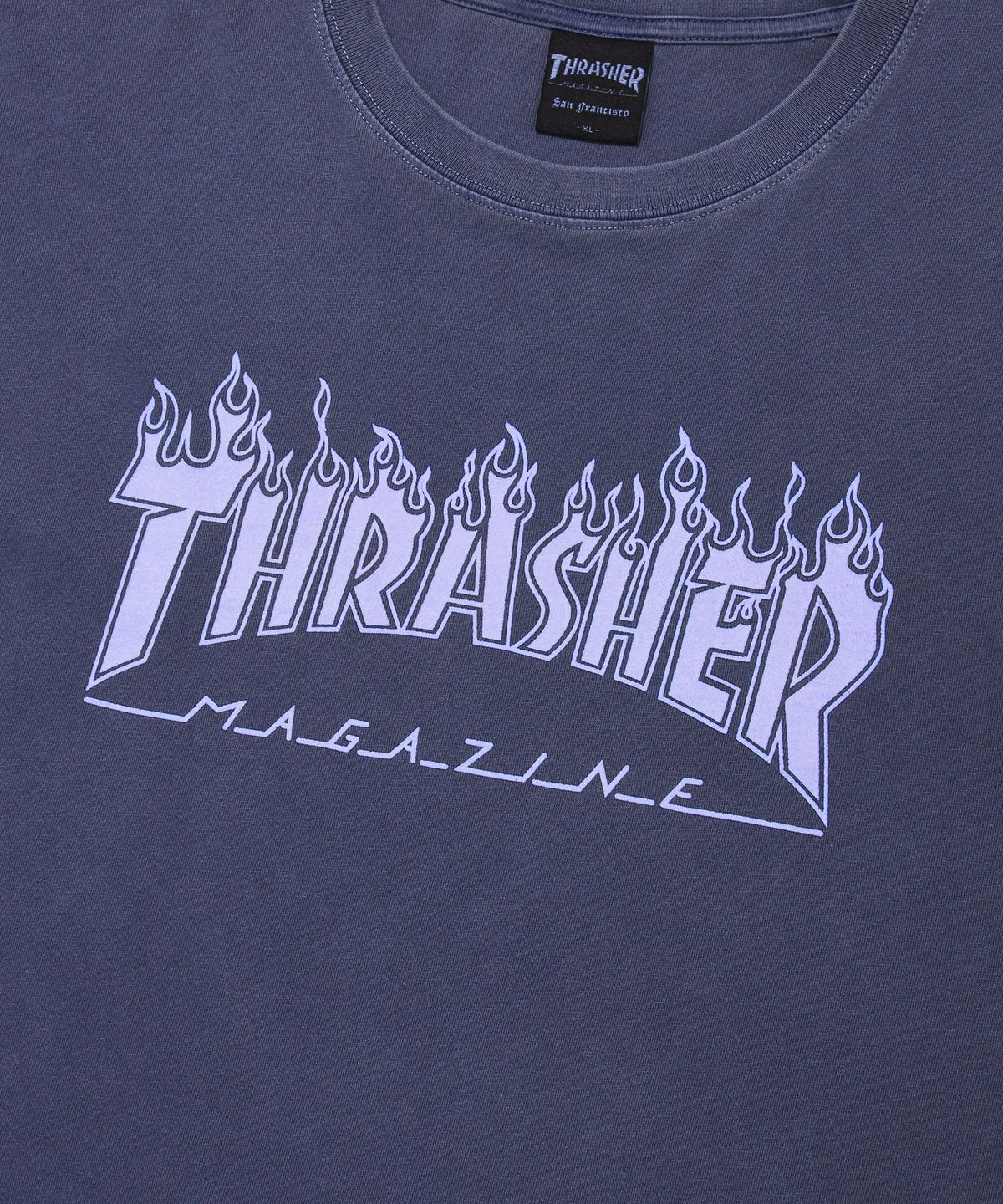 트레셔(THRASHER) 플레임 피그먼트 다잉 반팔 티셔츠 다크 블루