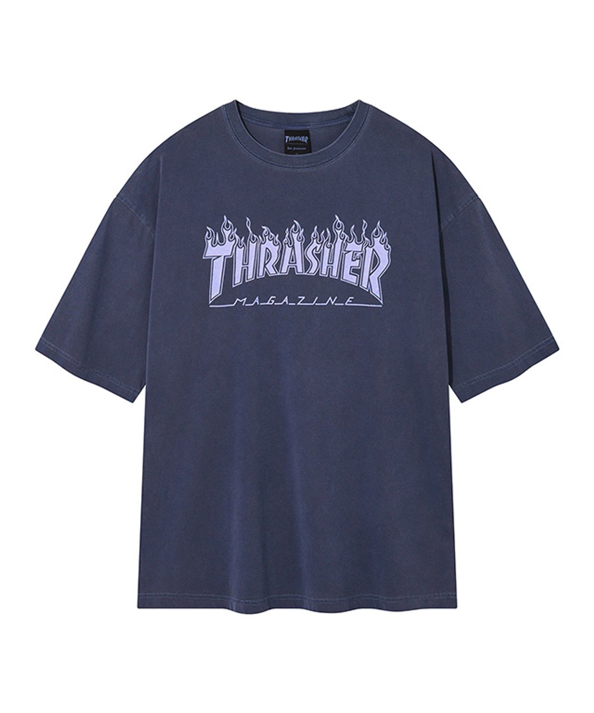트레셔(THRASHER) 플레임 피그먼트 다잉 반팔 티셔츠 다크 블루