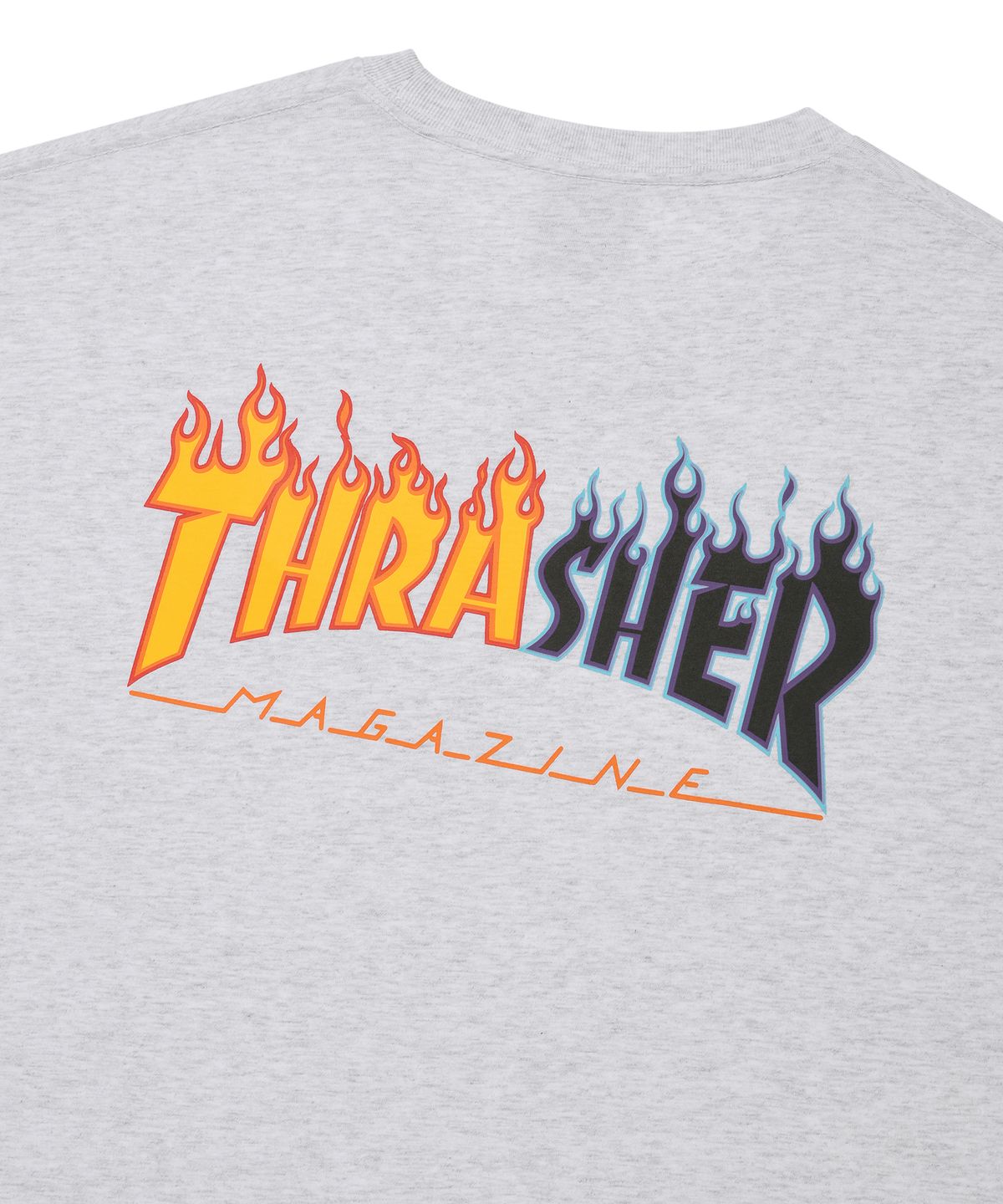 트레셔(THRASHER) 투톤 플레임 반팔 티셔츠 화이트 멜란지