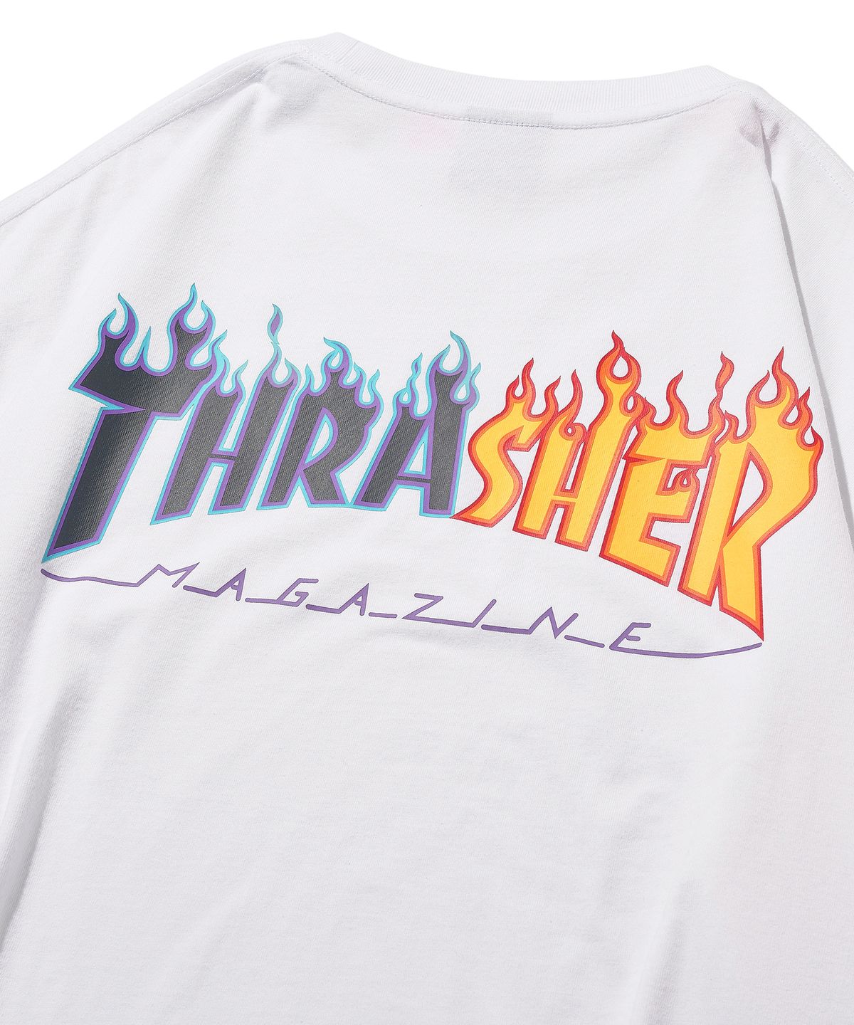 트레셔(THRASHER) 투톤 플레임 반팔 티셔츠 화이트