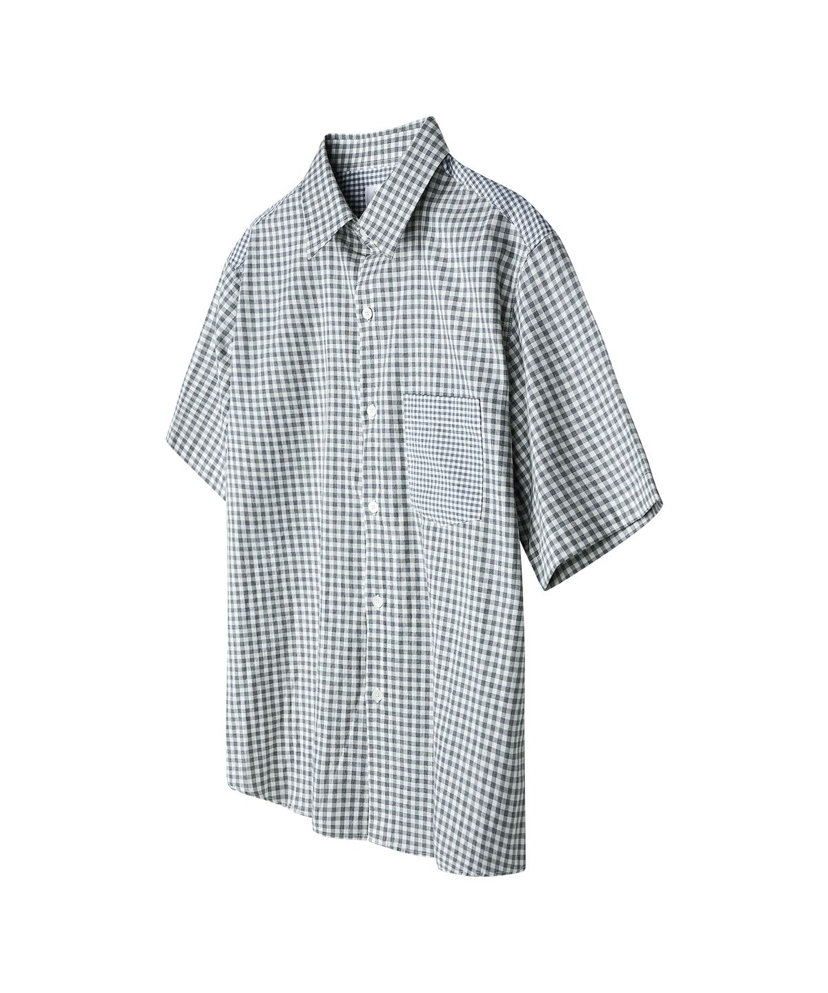 유니드가먼츠(YOUNEEDGARMENTS) 프렌치 깅엄 워시드 하프 셔츠 (깅엄 그레이)