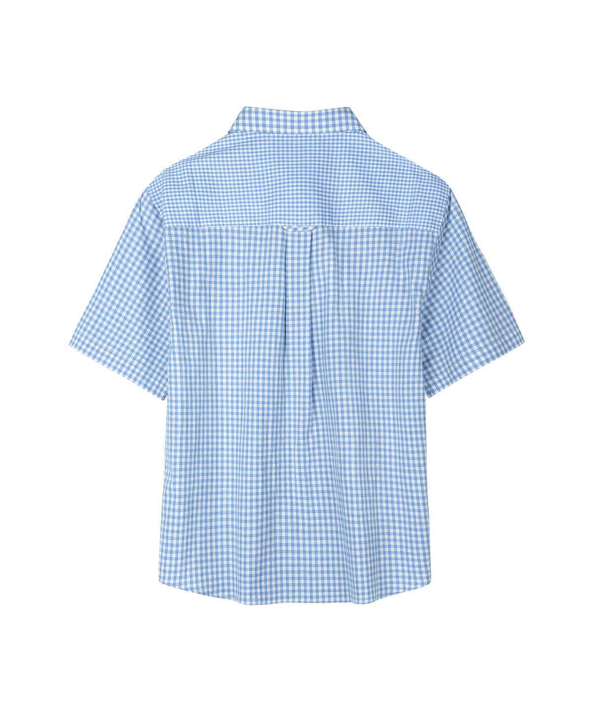 유니드가먼츠(YOUNEEDGARMENTS) 프렌치 깅엄 워시드 하프 셔츠 (깅엄 스카이블루)