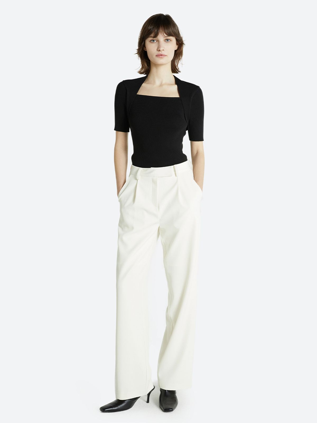 해브레스(HAVELESS) FRONT POINT TROUSERS CREME