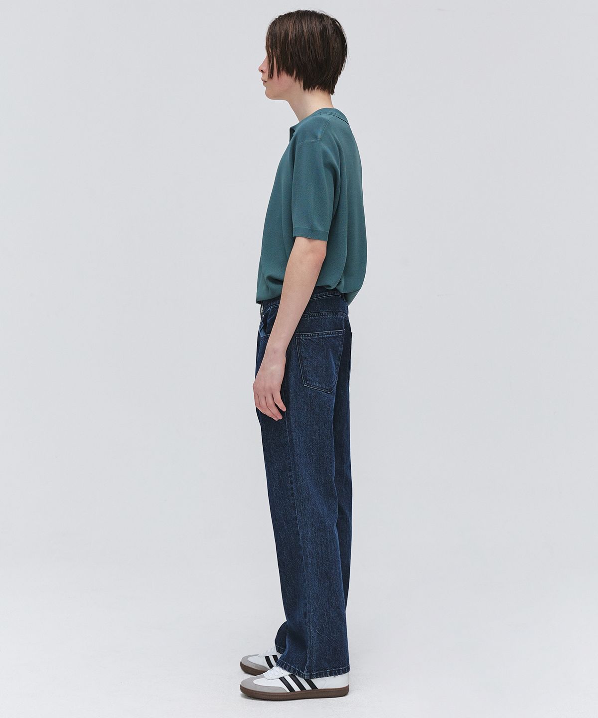 이지오(EZIO) Open Collar Half Knit_Khaki