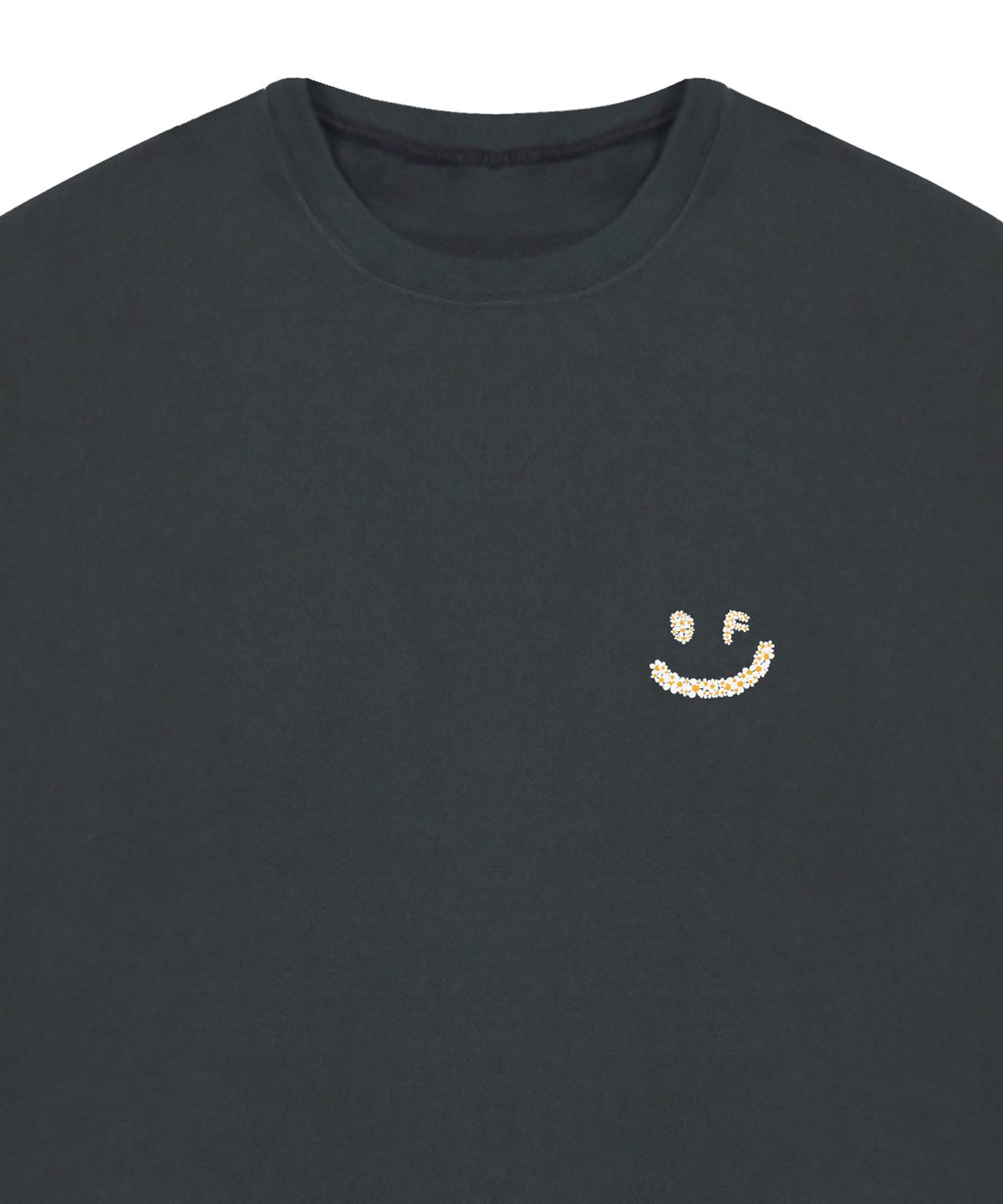 그레이버(GRAVER) [UNISEX]스몰 멀티플라워 드로잉스마일 반팔티_차콜