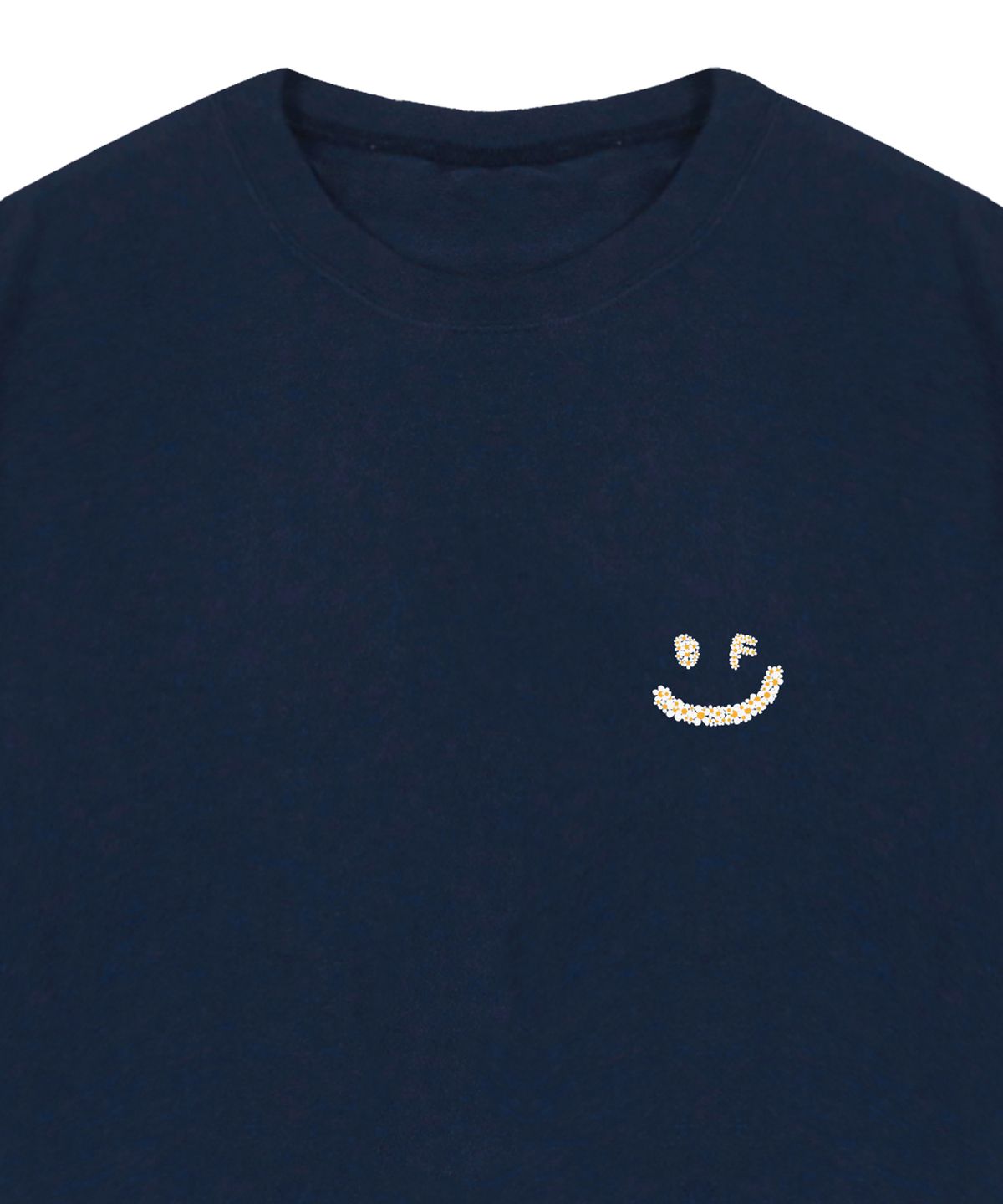 그레이버(GRAVER) [UNISEX]스몰 멀티플라워 드로잉스마일 반팔티_네이비