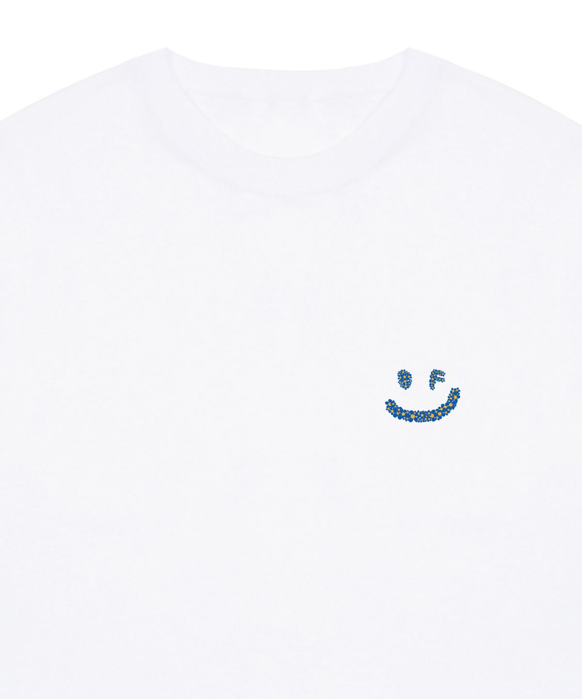 그레이버(GRAVER) [UNISEX]스몰 멀티플라워 드로잉스마일 반팔티_화이트