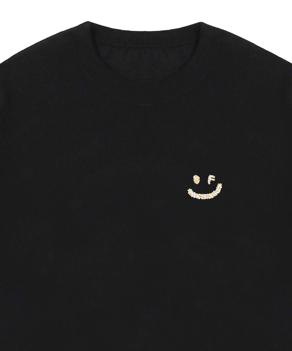 그레이버(GRAVER) [UNISEX]스몰 멀티플라워 드로잉스마일 반팔티_블랙