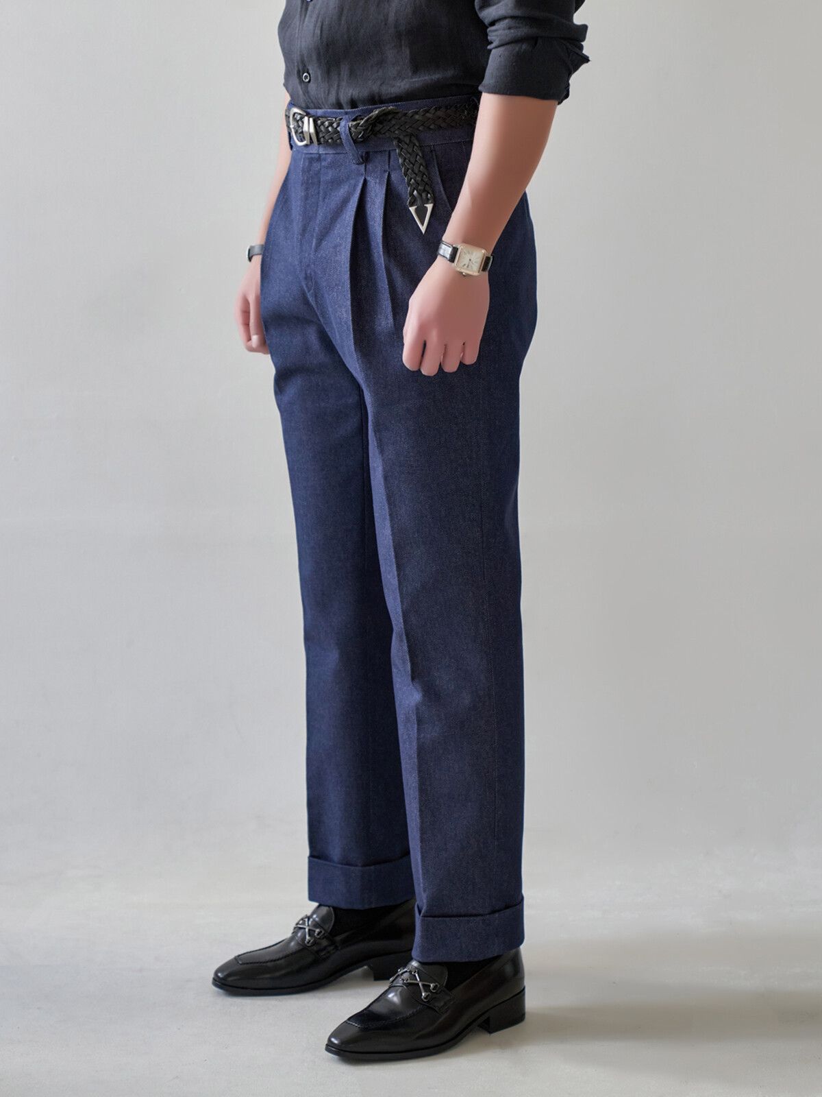 올클래식(ALLCLASSIC) Two Pleats Denim Pants Deep Blue / ALCPT003