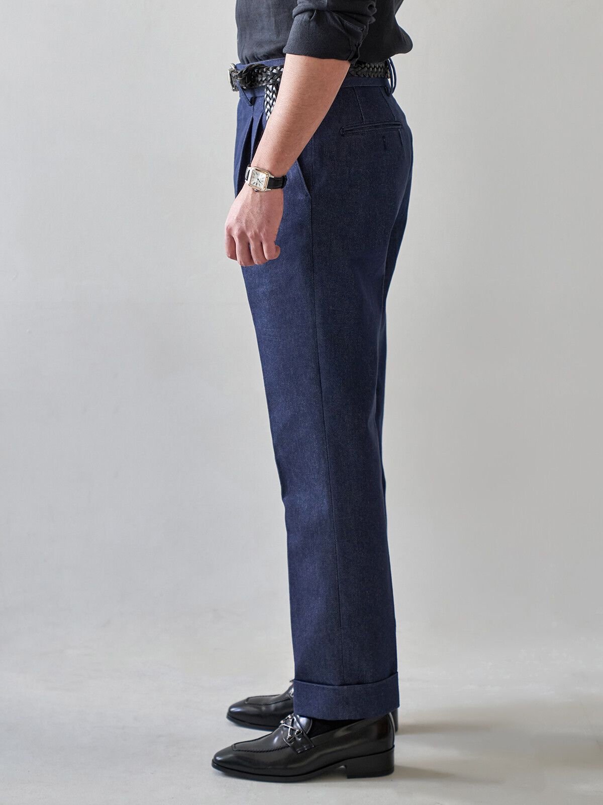 올클래식(ALLCLASSIC) Two Pleats Denim Pants Deep Blue / ALCPT003