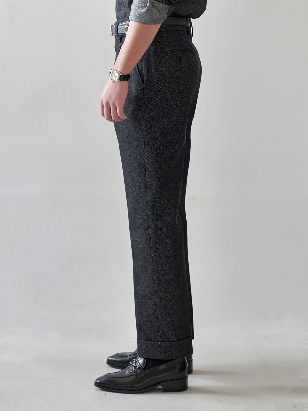 올클래식(ALLCLASSIC) Two Pleats Denim Pants Black / ALCPT003
