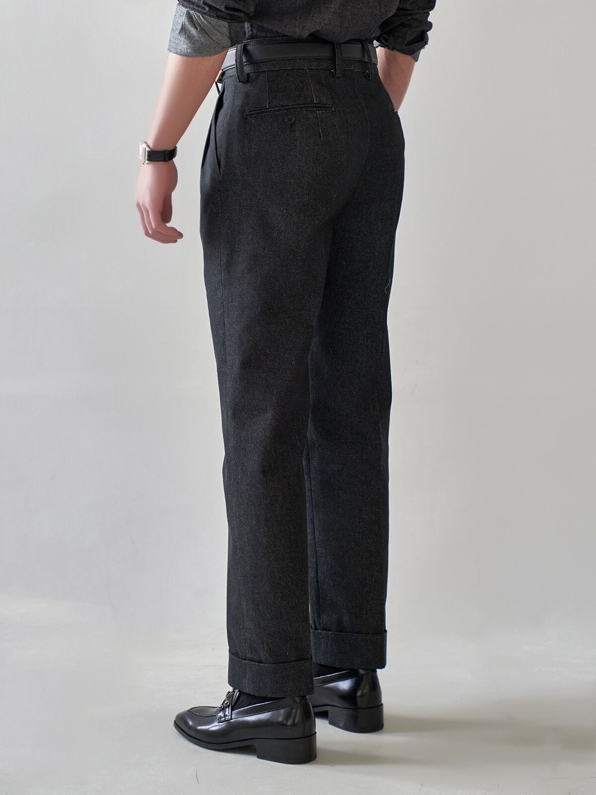 올클래식(ALLCLASSIC) Two Pleats Denim Pants Black / ALCPT003
