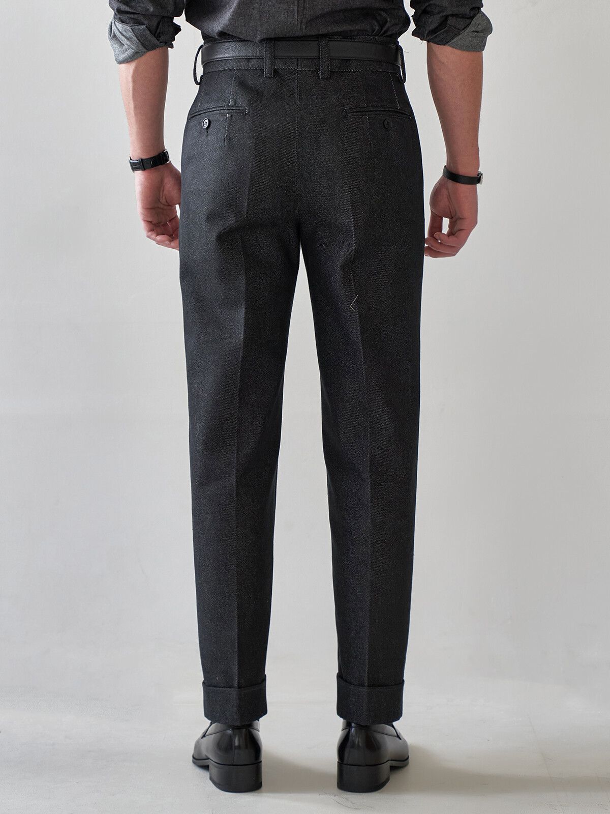 올클래식(ALLCLASSIC) Two Pleats Denim Pants Black / ALCPT003